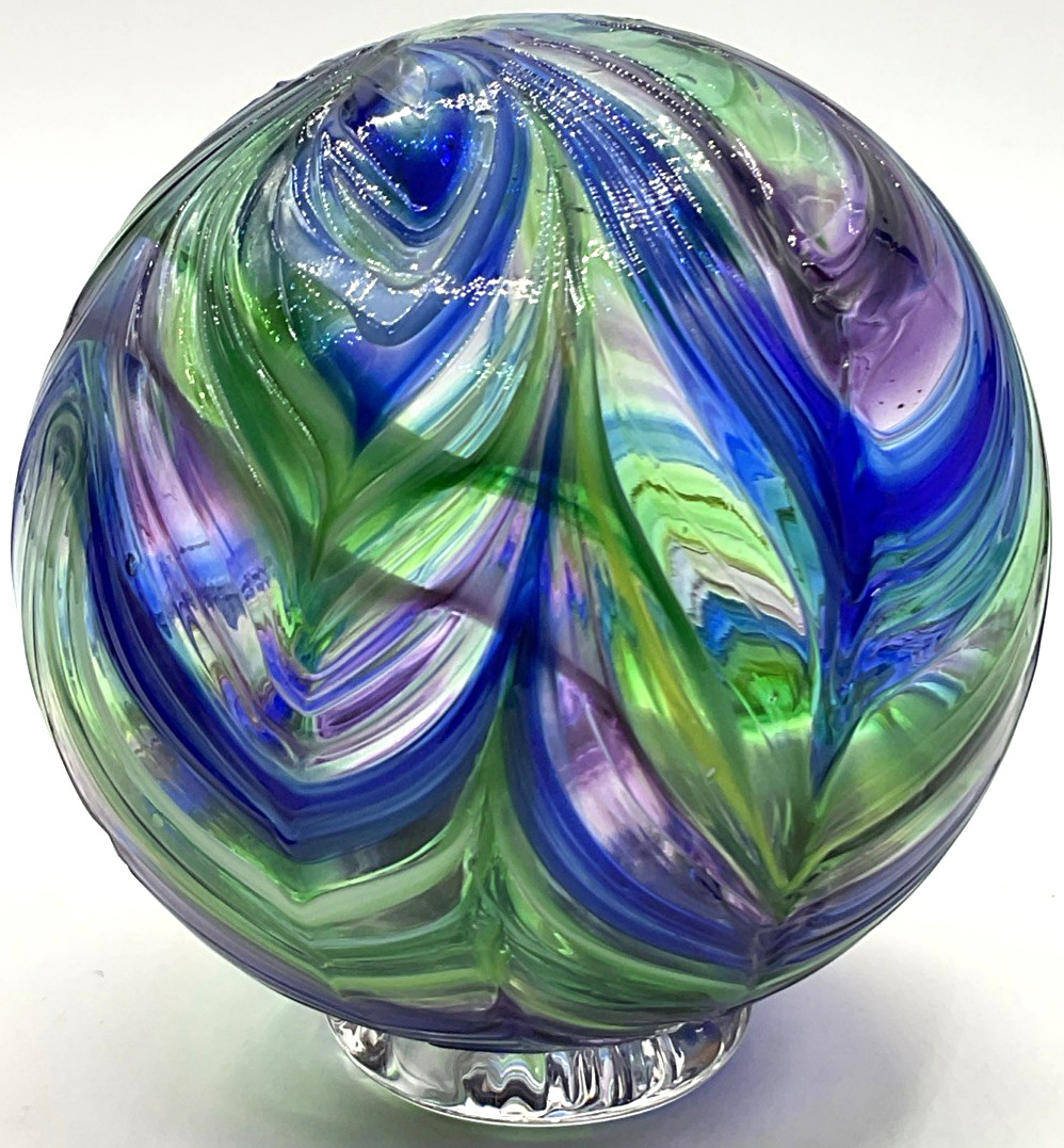 2018 Oregon Coast Taft Studio Art Glass Float Orb Ball Sphere Swirl 5 inches