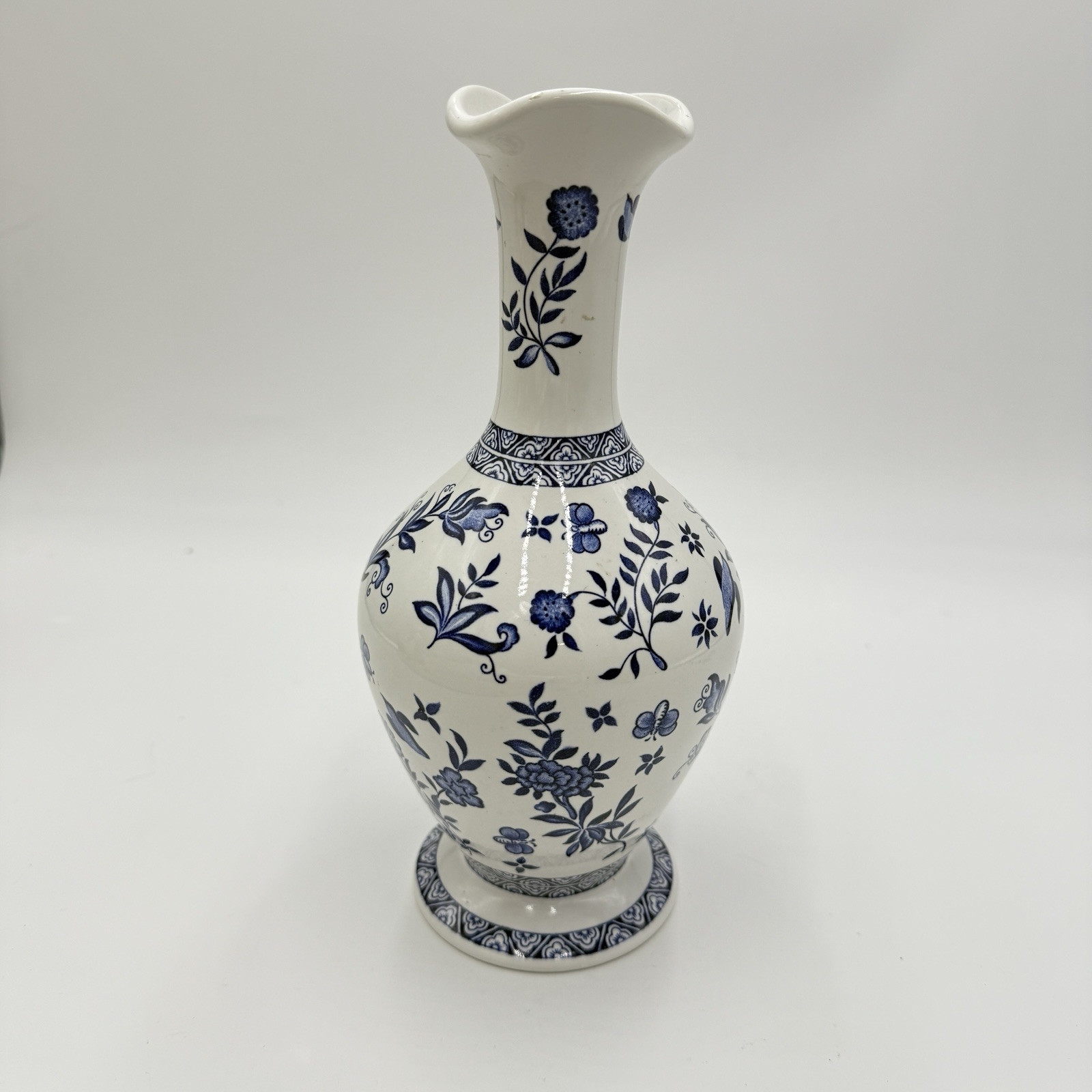 Coalport England Porcelain Blue & White Blue Onion Vase 10” Limited Edition