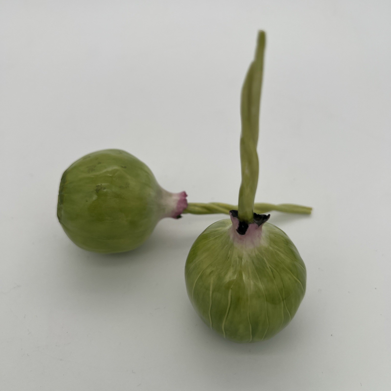 VTG Katherine Houston KHO Porcelain 1993 & 1995 Hand-Painted Onions w Stems (2)