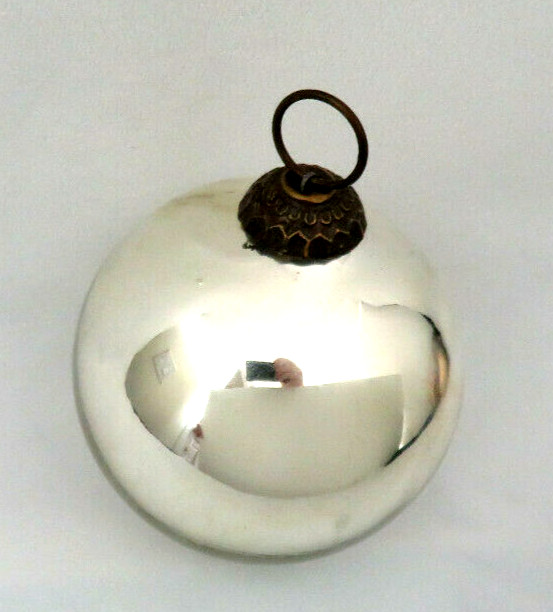 Silver Mercury Glass KUGEL Christmas Ball Ornament 3 3/4″