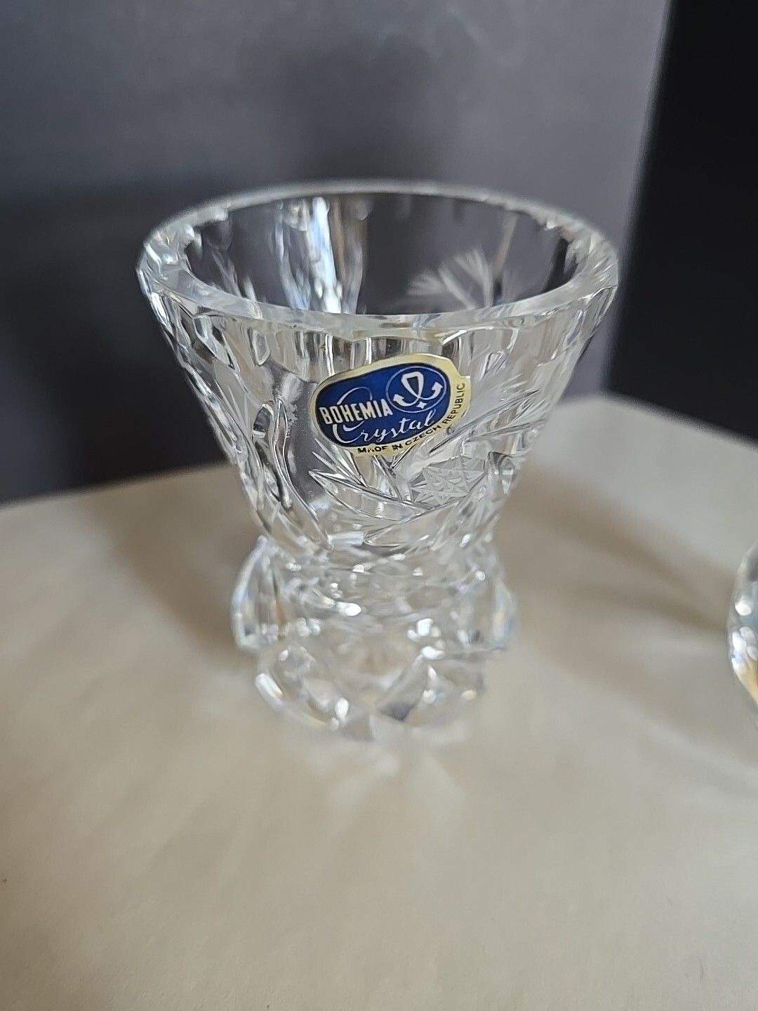 BeautifulBohemia 2 Crystal Vases. 4″ & 3″ Inches Tall. Made in Czech Republic.