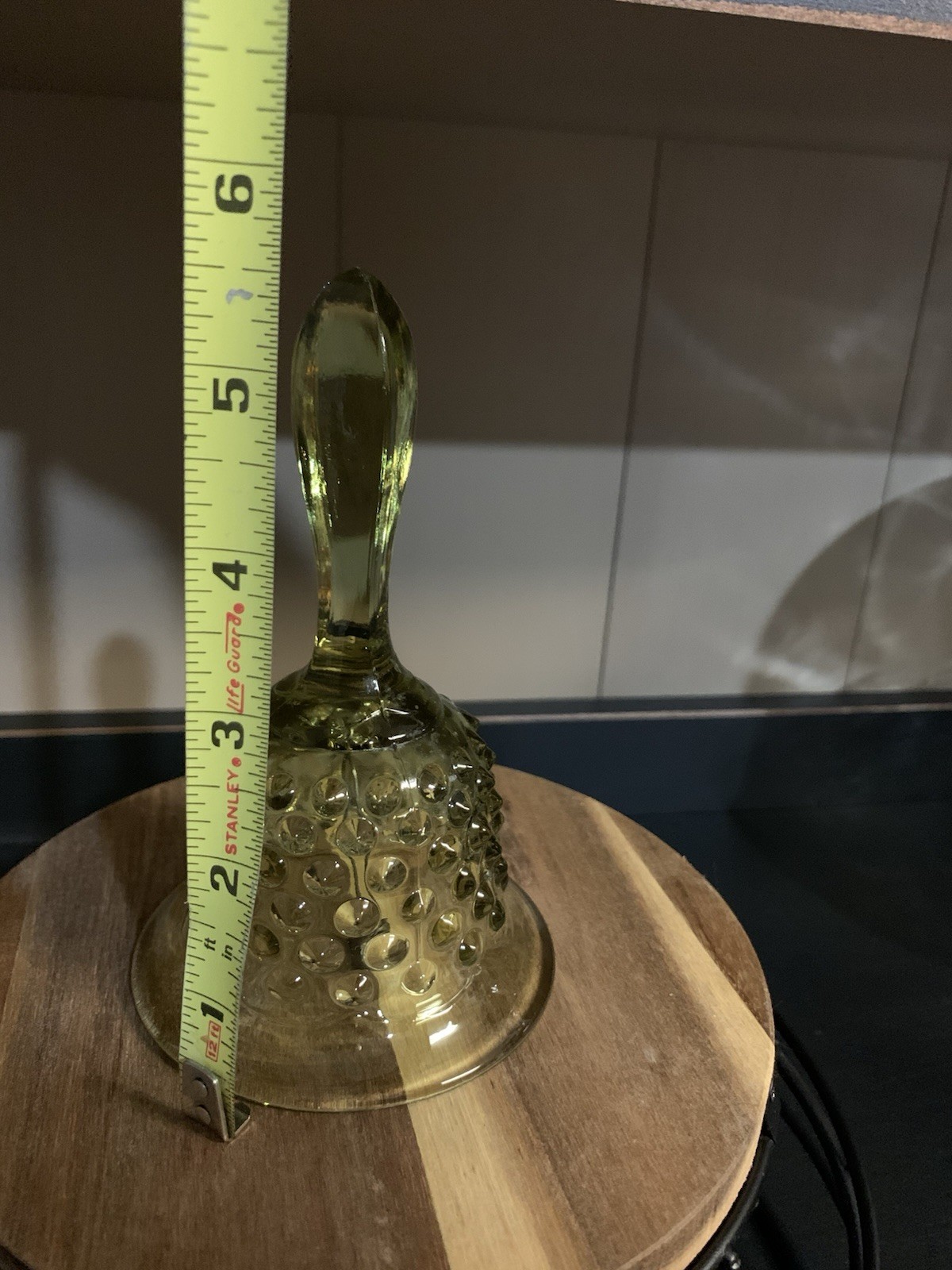 Vintage Fenton Art Glass Hobnail Colonial Green Bell Avocado Olive