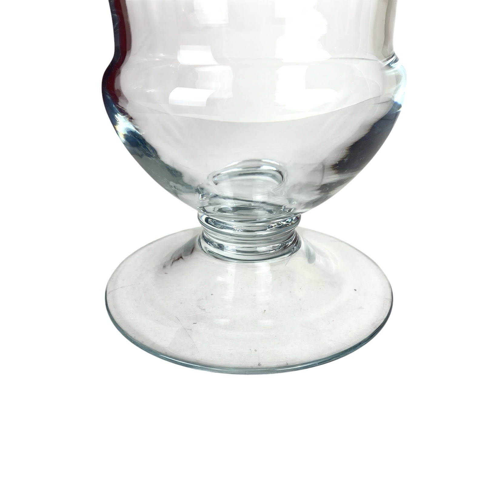 Gorham Footed Hurricane Vase Etched Floral Mist Pattern 12” Tall Wheel Cut