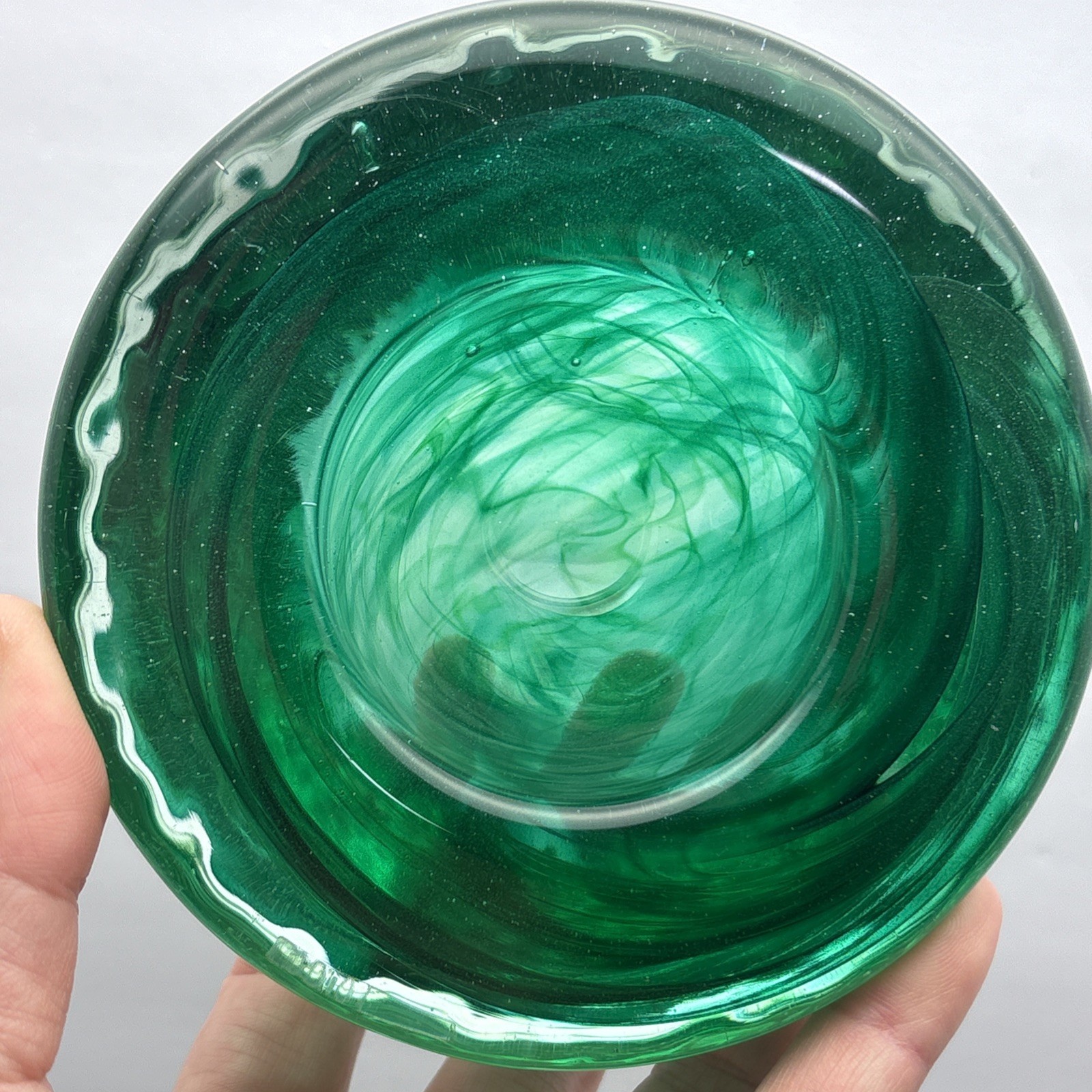 Kosta Boda Atoll Aqua Green Swirl Votive Holder Candle Sweden 4 5/16