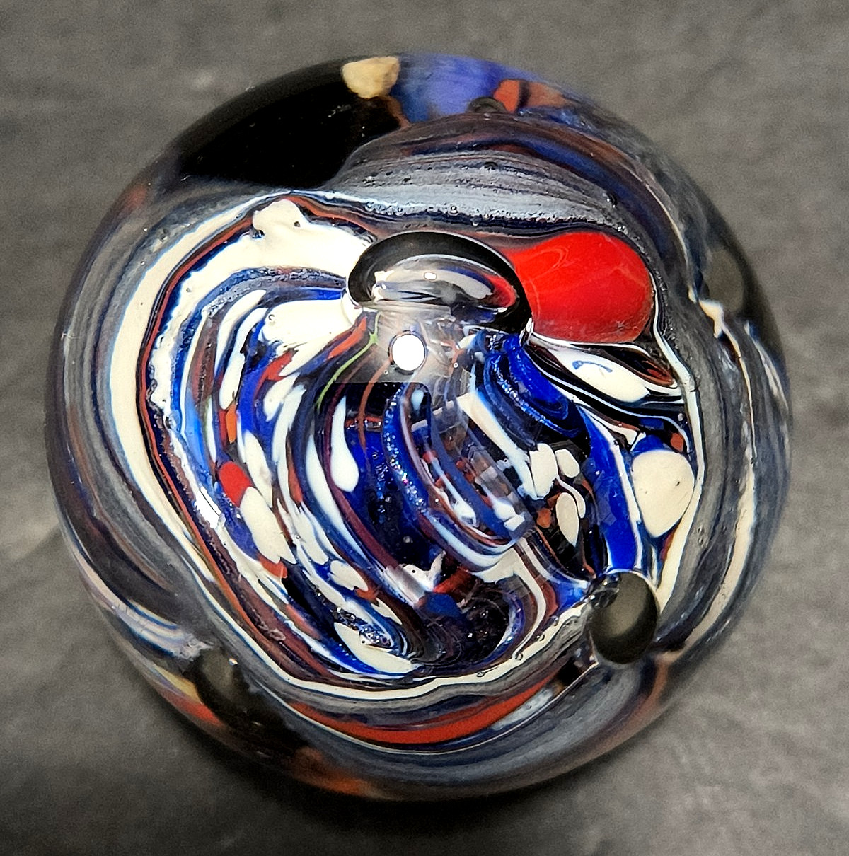 Vtg 1970s Lot of 3 Glass Paperweights Multicolor Egg Shaped, Half Sphere, Round