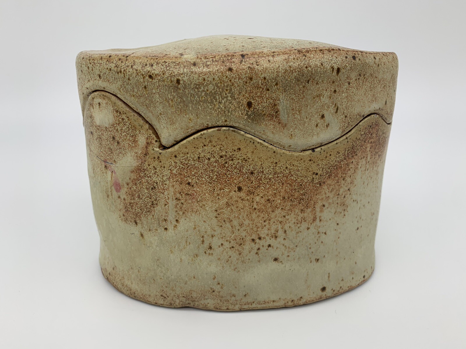 Vintage Stone Pottery 7” Unique Storage Container Box Signed by L. Williams