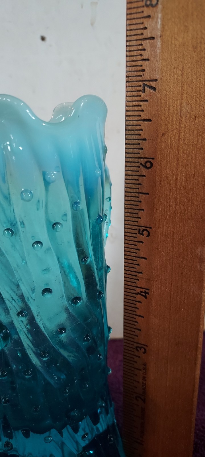 Northwood Aqua Blue Opalescent Town Pump Tree Trunk Vase/ Pitcher # 1