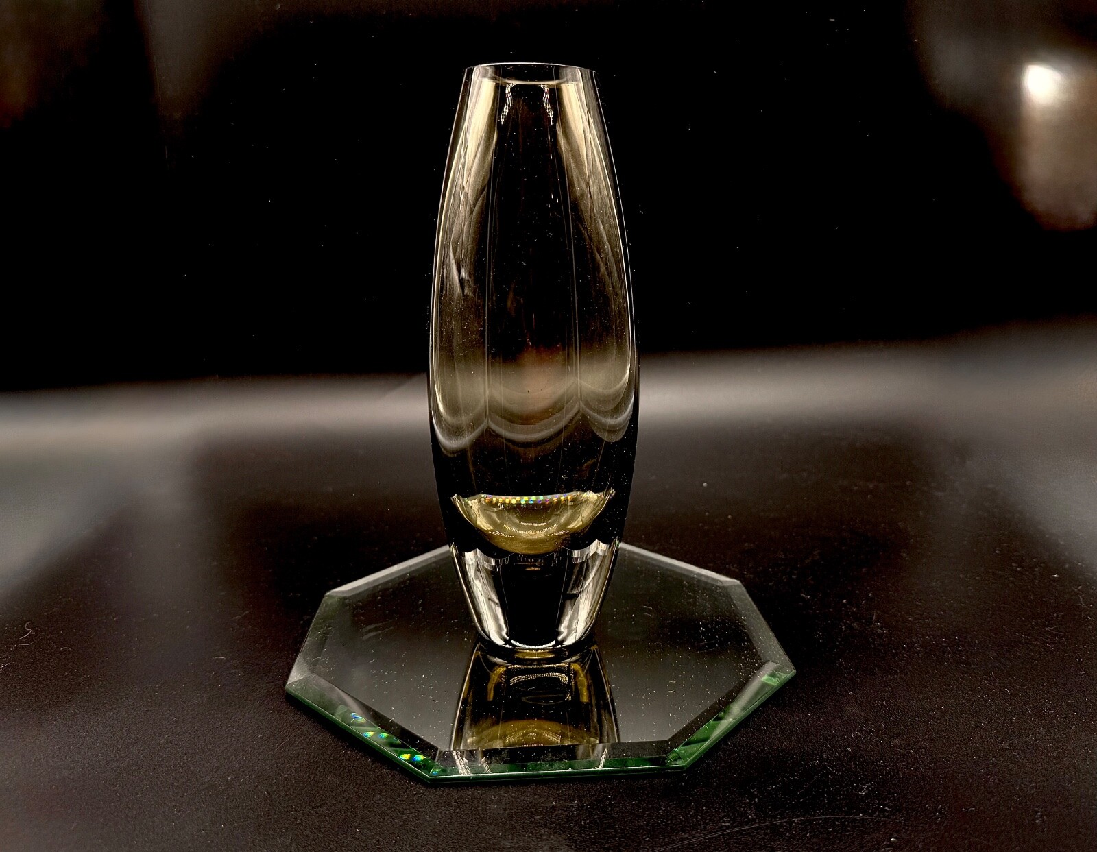 1961 HOLMEGAARD 15391 Per Lutkin Signed Dated Charcoal Smoke Art Glass Vase 8.5”