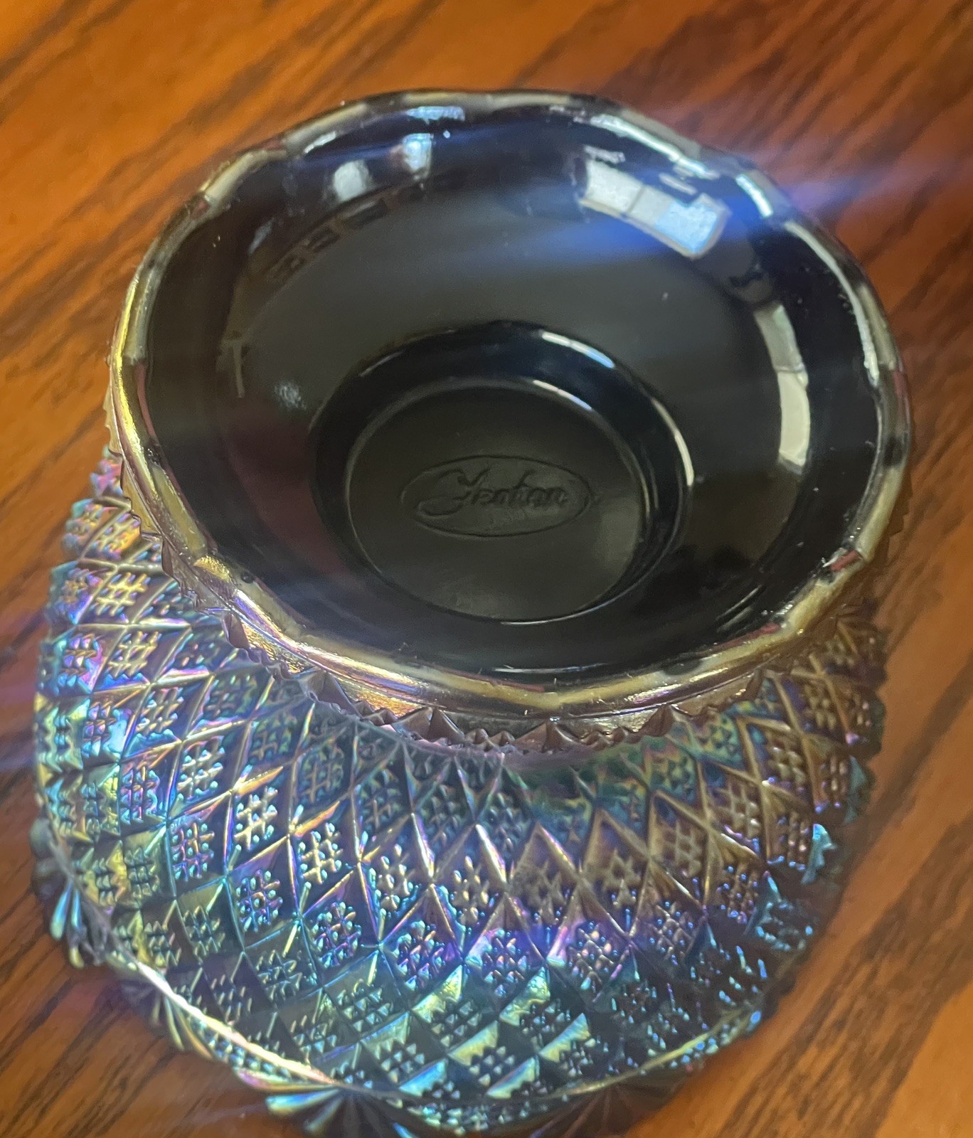 Vintage Fenton Pagoda Covered Candy Dish Amethyst Carnival