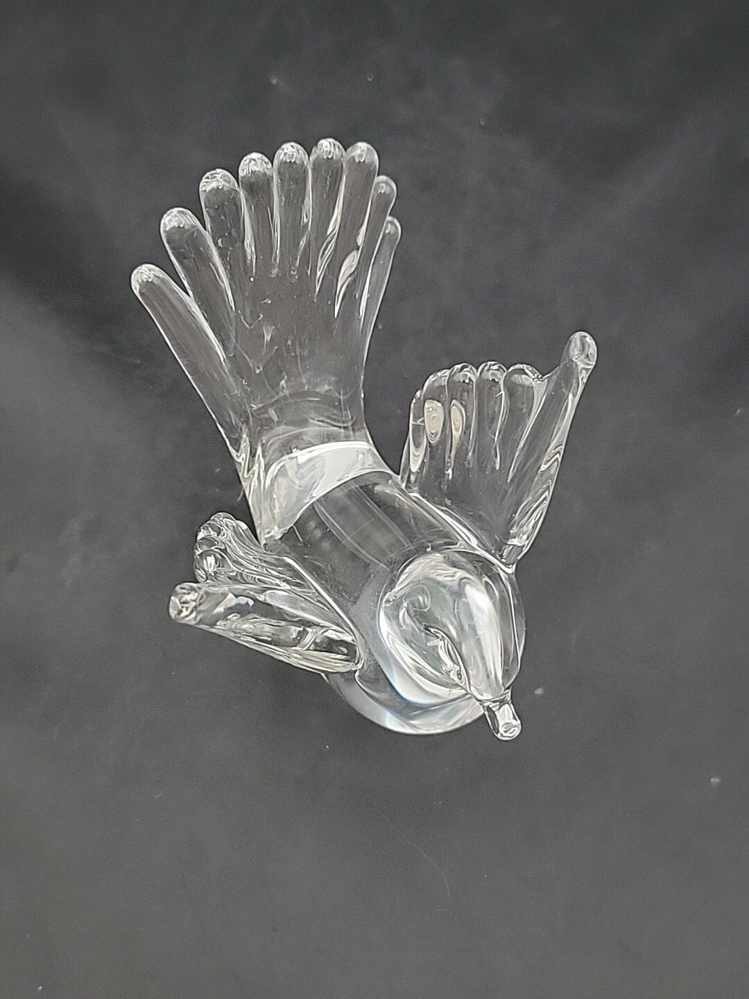 Murano Art Glass Bird Wings Up Clear Glass Paperweight Figurine V Nason Italy