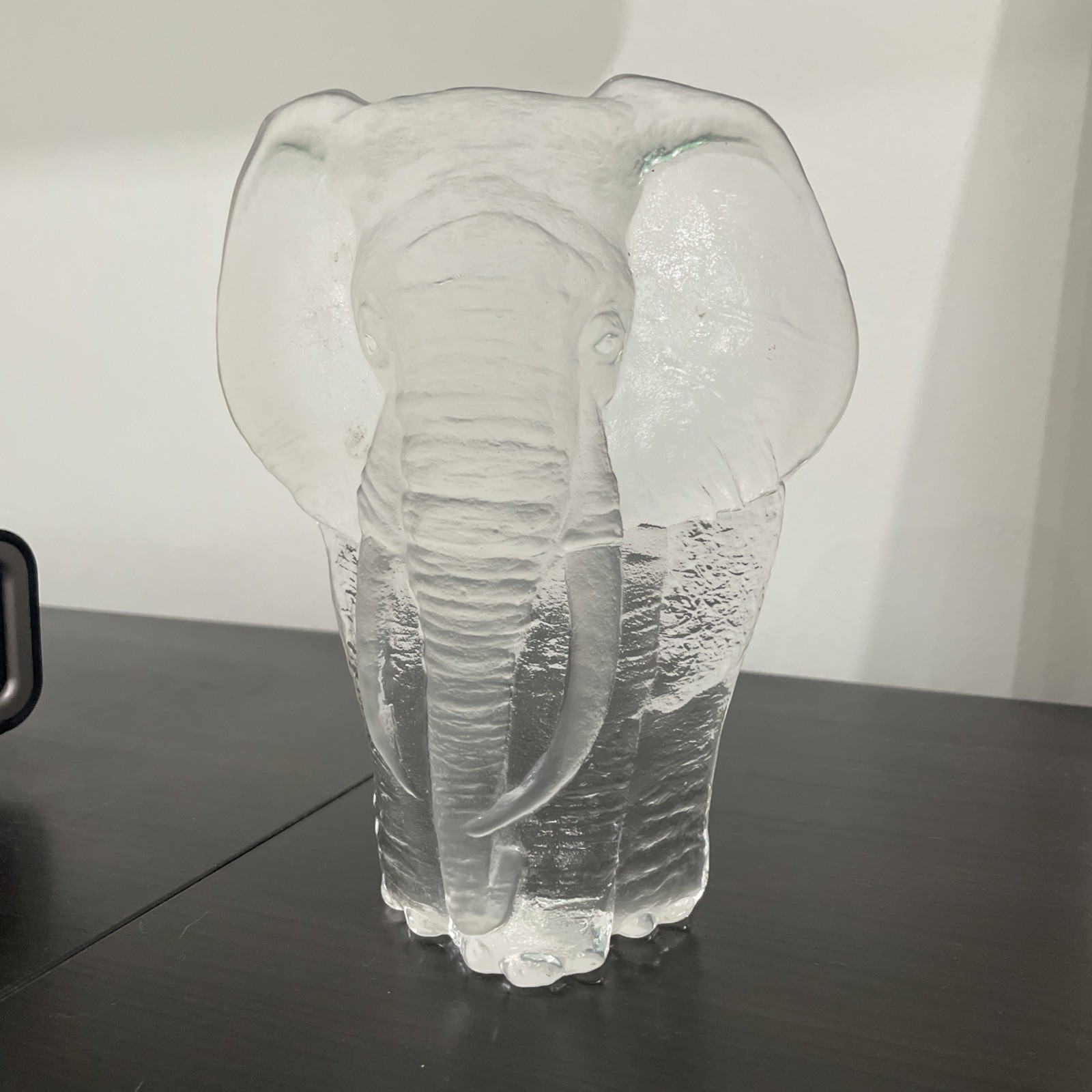 Mats Jonasson Sweden Crystal Elephant Sculpture Paperweight 3140 Signed 8”