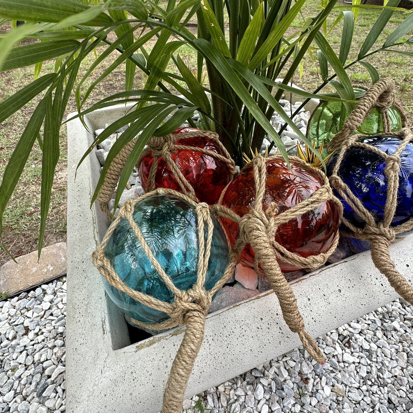 Medium 5″ Glass Fishing Floats – Red, Blue, Green, Aqua, Clear, Amber – Nautical