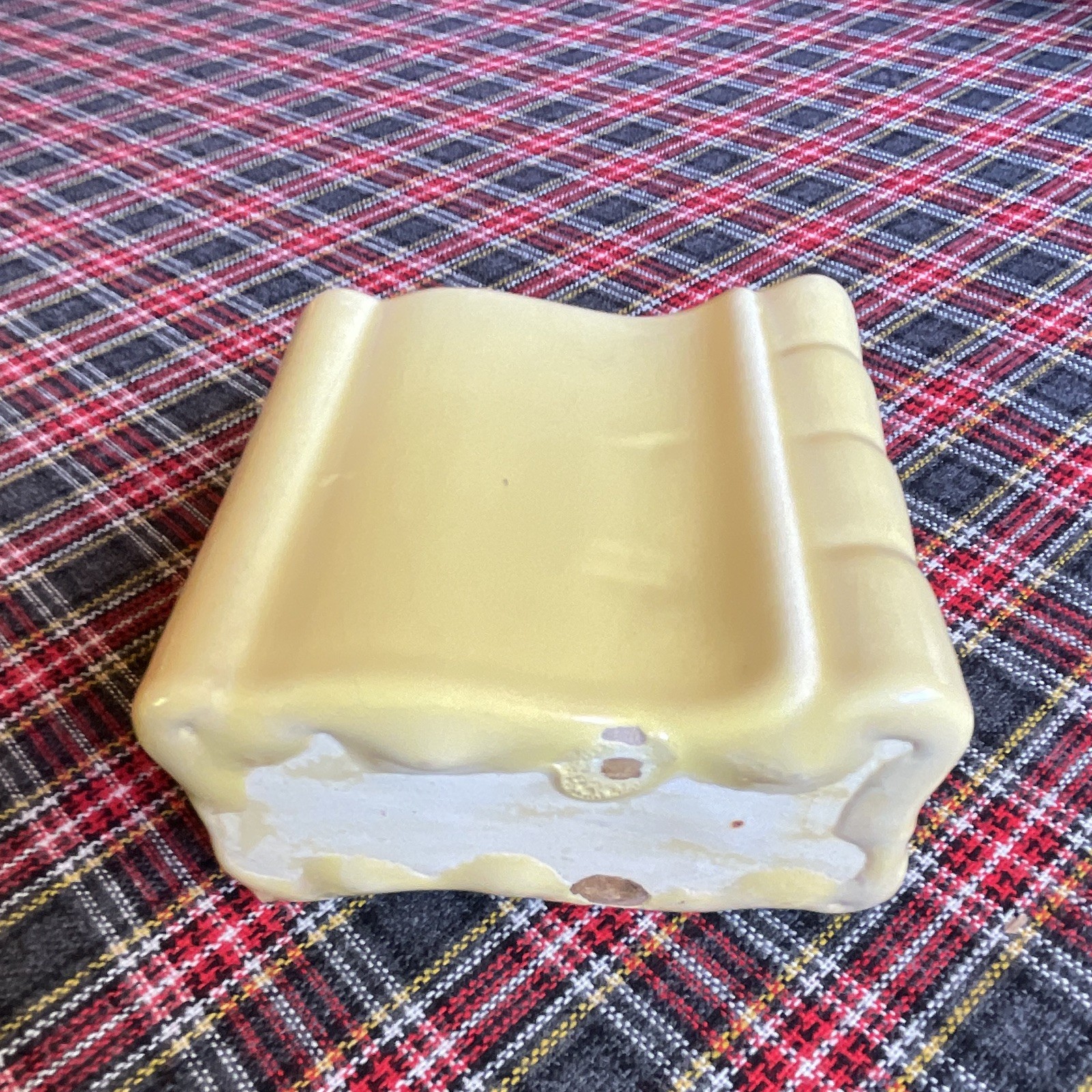Cream Ceramic Rectangular Planter Glossy Solid Art Pottery Mid 20th Century