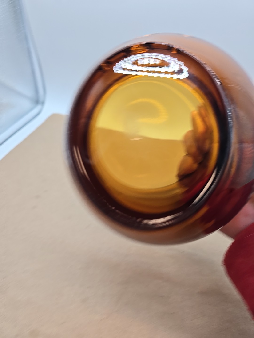 Vintage Viking Lg Orb Sphere MCM Mid Century Amber Glass Cigarette Cigar Ashtray