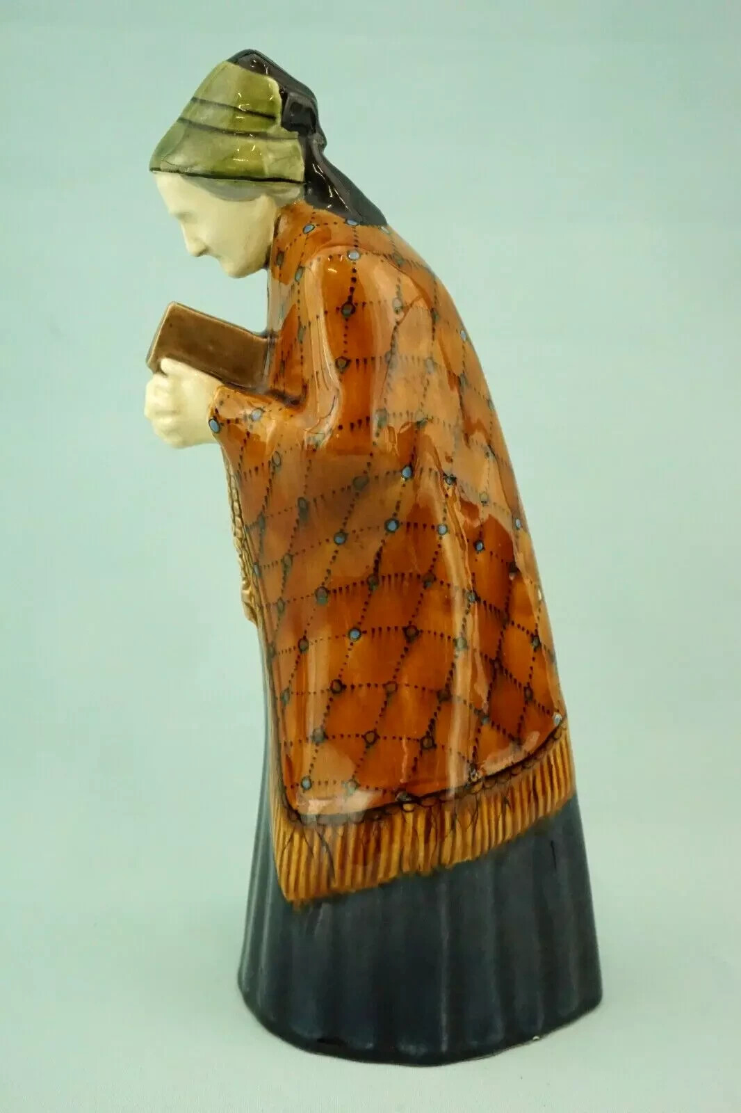 M. POWOLNY Wiener Keramik Ceramic sculpture Old woman Bible and rosary Austria