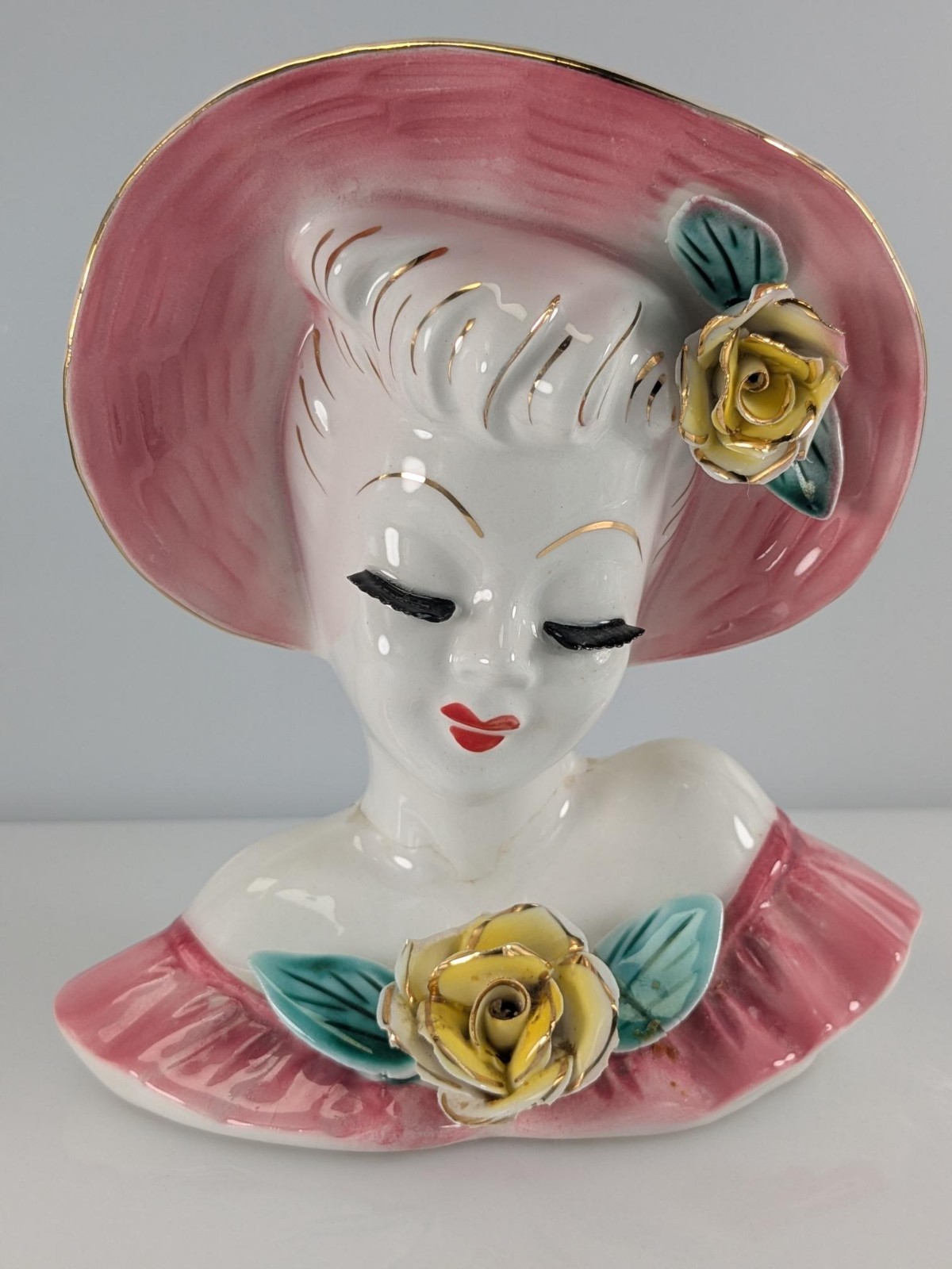 Vintage Lady Head Vase Crack Head