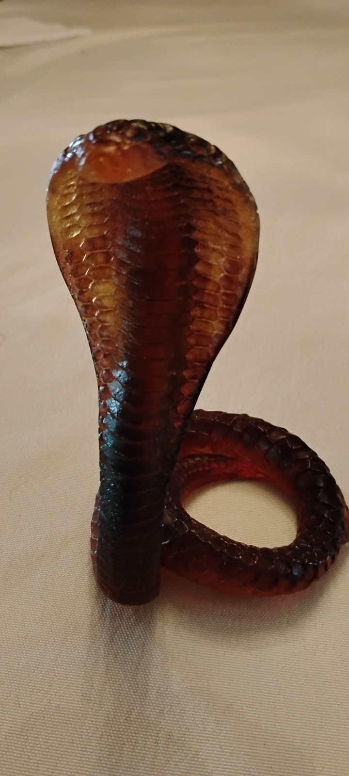 STUNNING DAUM PATE DE VERRE COBRA SNAKE AMBER 5 inH x 3.5 in W