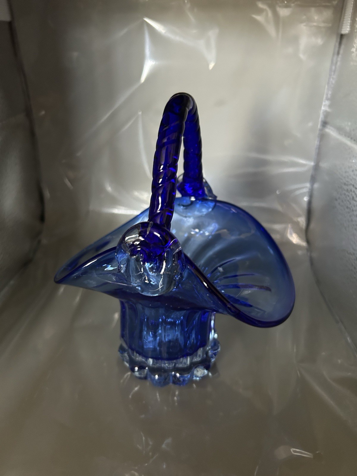 Cobalt Blue Glass Weave Handle