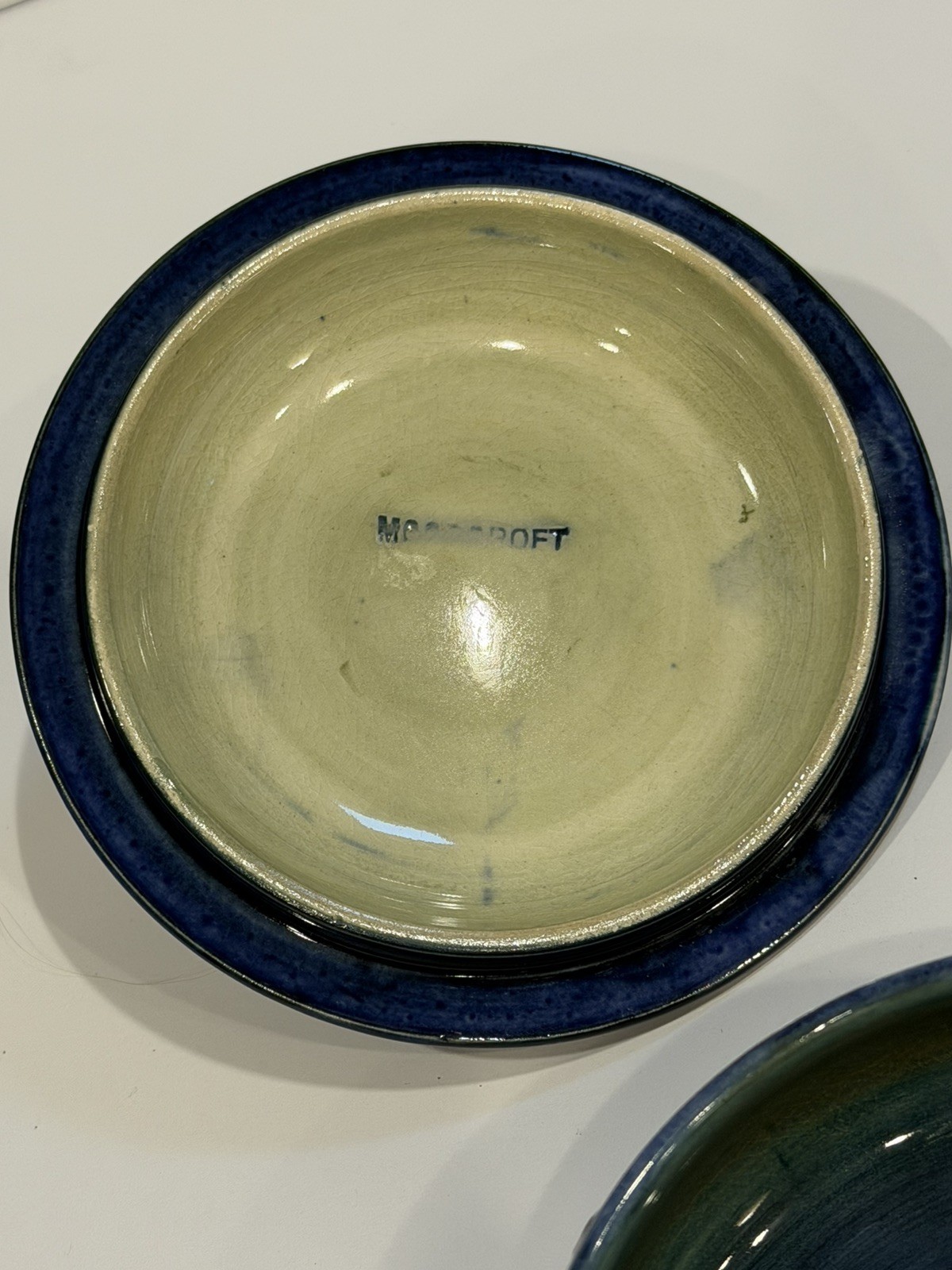 Moorcroft Orchid Blue Lidded Dish Bowl England Floral Art Pottery Vintage