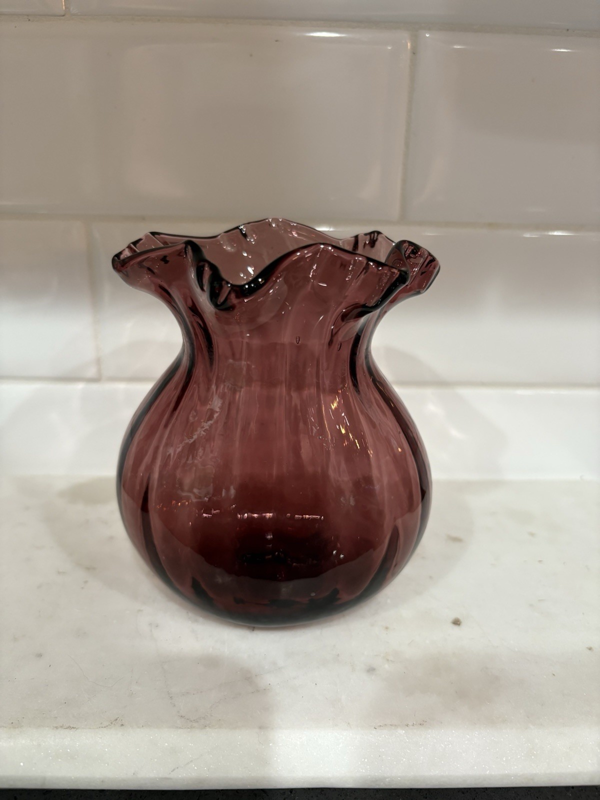 Amethyst Mouth blown Glass Bud Vase