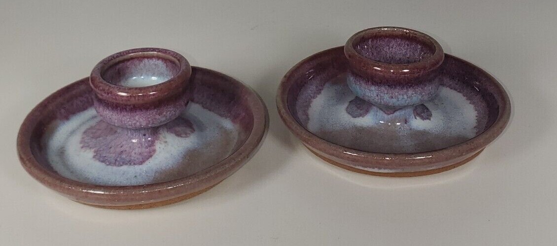 Blue Ridge Pottery Candlestick Holder Hand Made in Virginia USA Set of 2