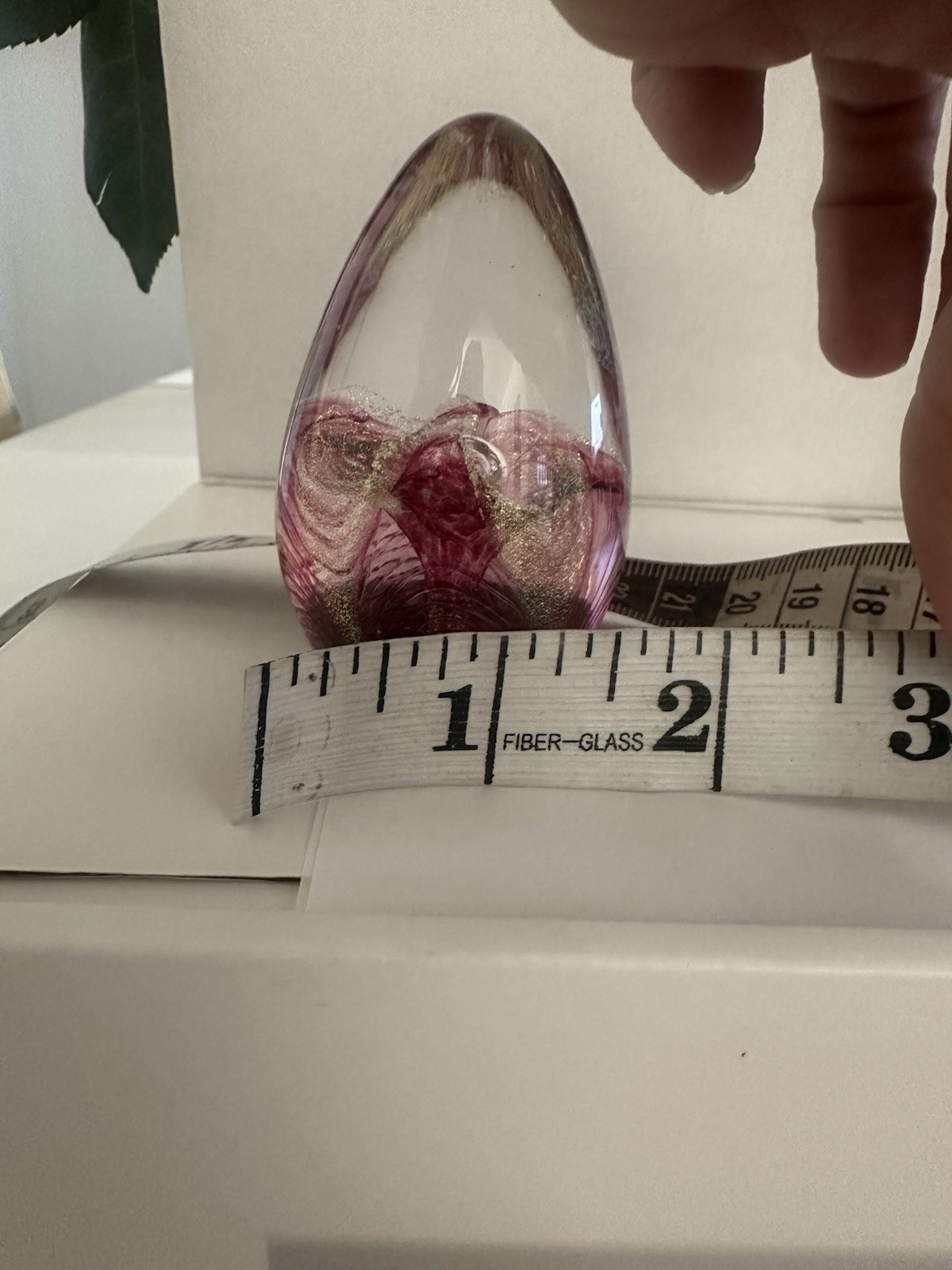 Glass Eye Studio GES 96 Pink Cranberry Passion Flower USA EGG Glass Paperweight