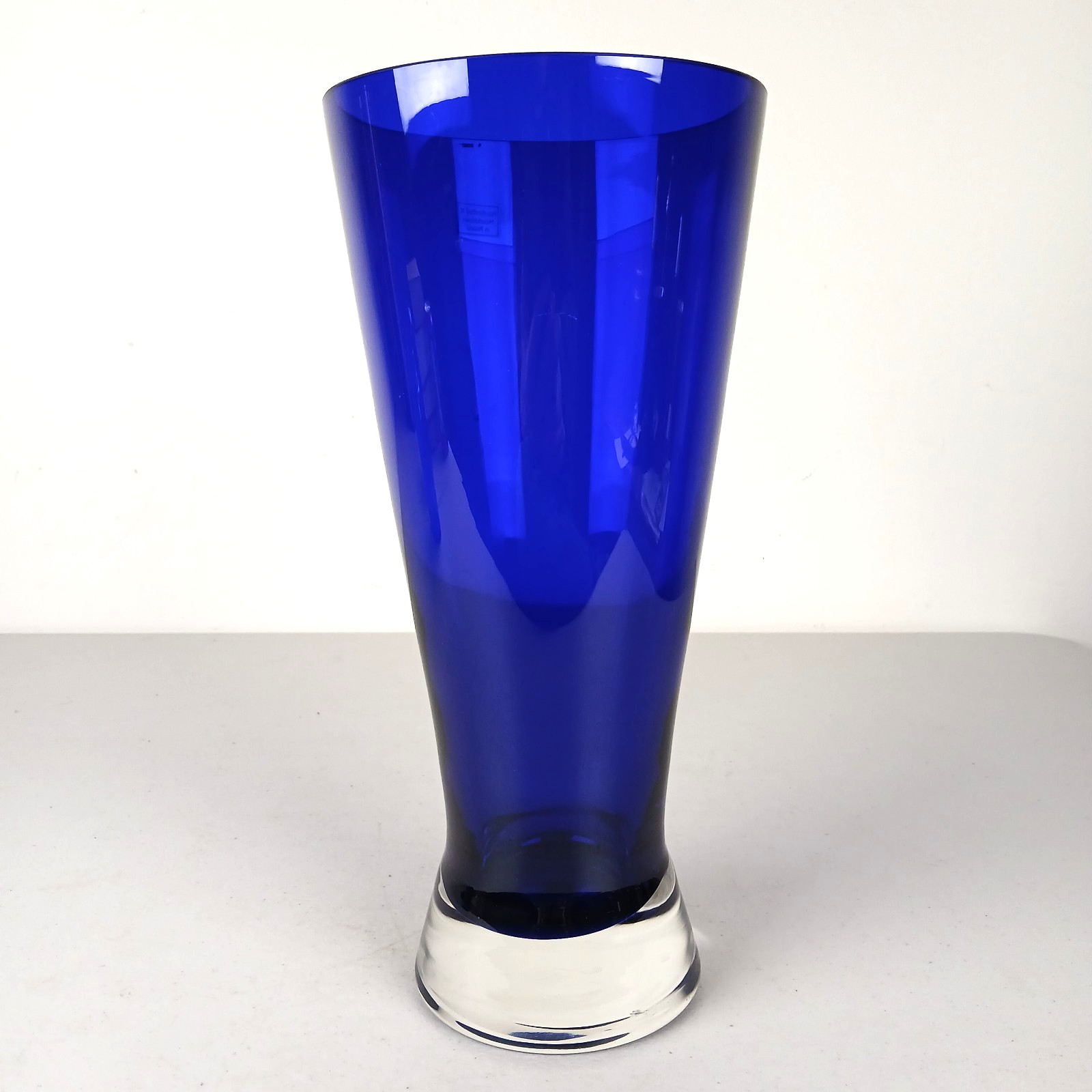 Cobalt Blue Art Glass Vase Mouth Blown HandMade in Poland 12″ Tall Gorgeous