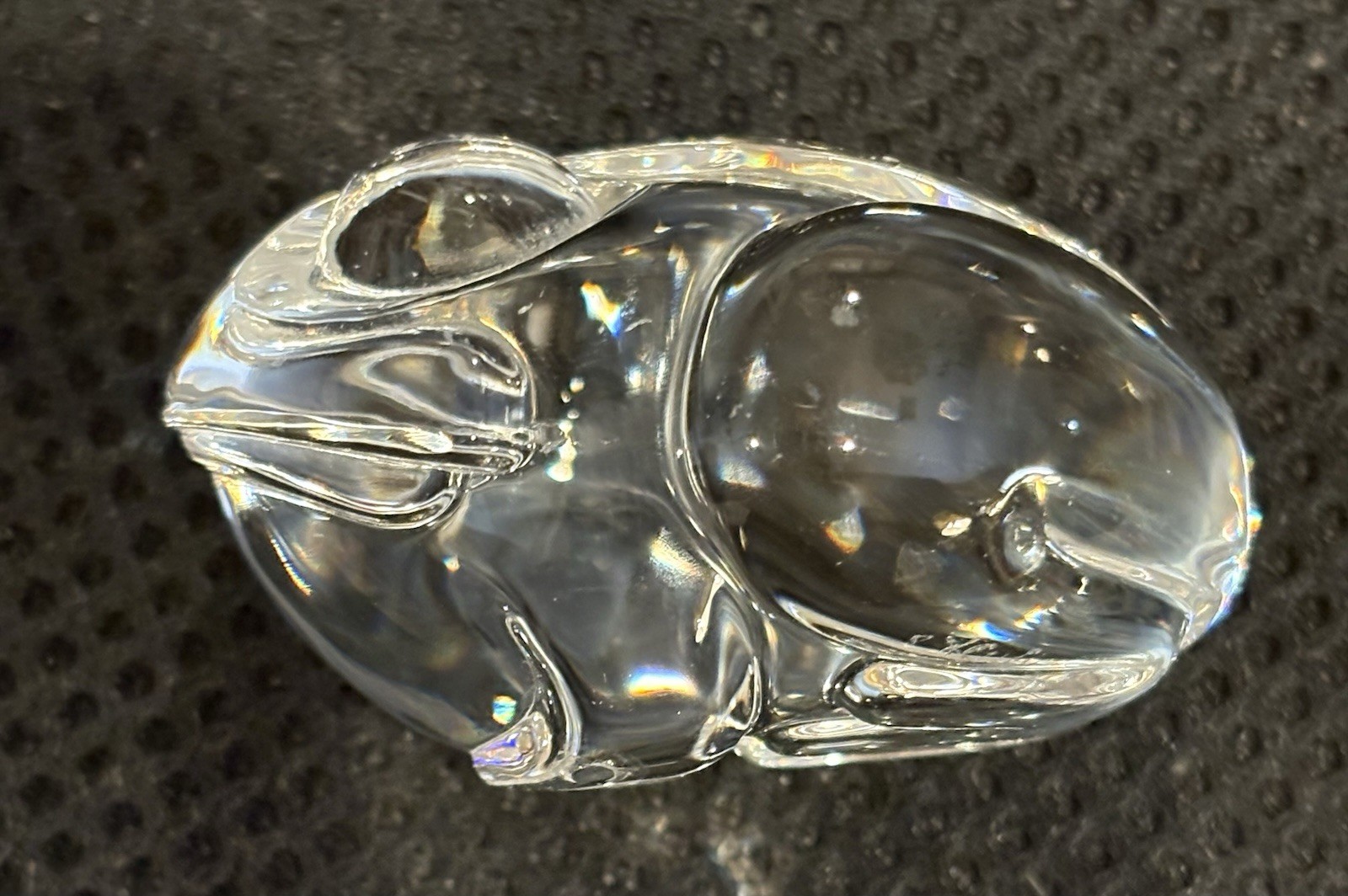 Signed Lloyd Atkins Steuben Crystal Frog Paperweight /Hand Cooler 2.5″