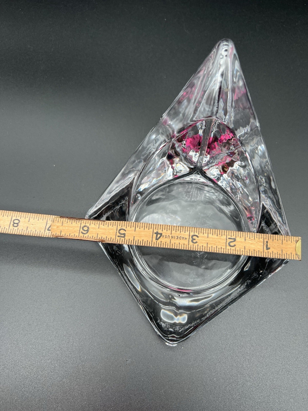 MCM Nybro Crystal Pyramid Shaped Candle Holder From Sweden, Tord Kjellstrom