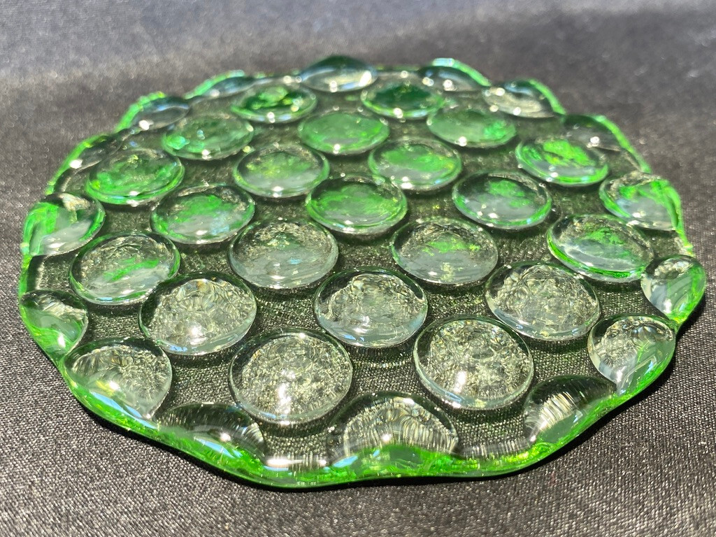 Green Vaseline glass uranium shooter Marble holder tile display yellow art lens