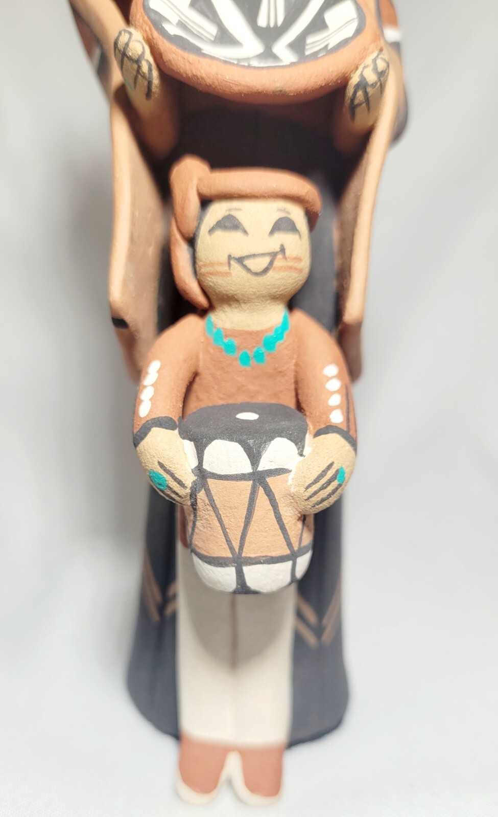 Native American Handcrafted Story Teller With 2 Children Clay Pottery Doll