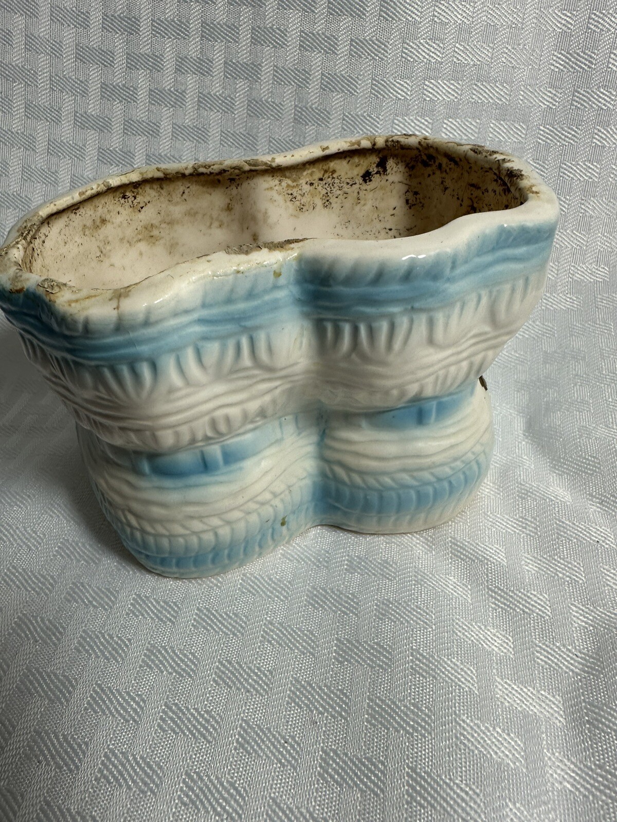 4 Vintage Ceramic Baby Planter White/Pink/Blue, Shoes, Lamb, Lefton Kewpie Doll