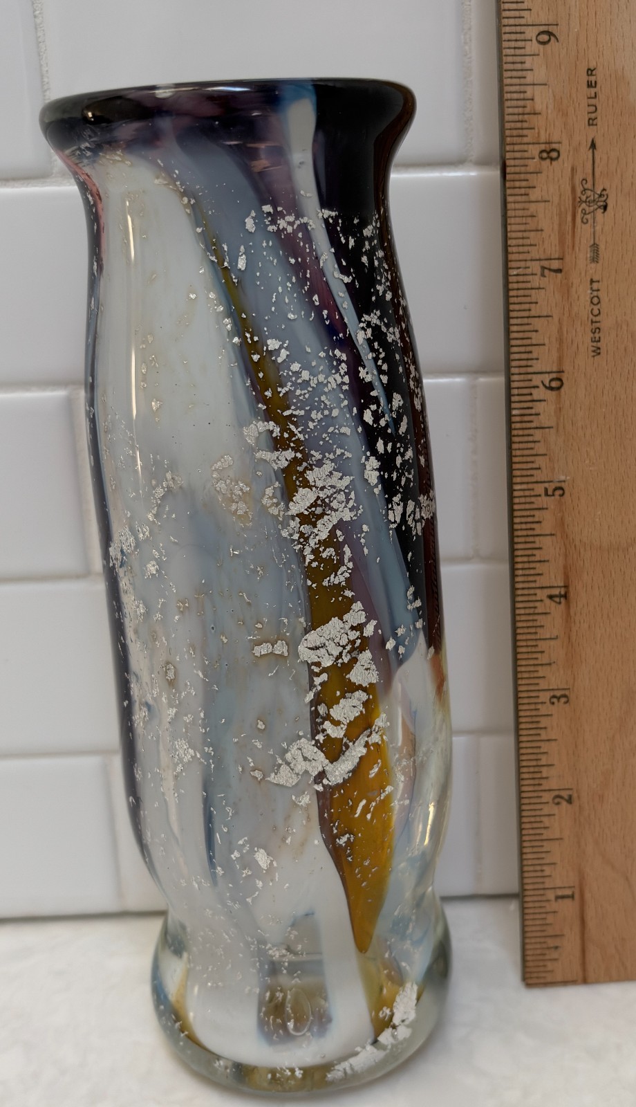 Vintage One-Of-A-Kind Colleen Ott (Sweden) Art Glass Vase, Signed, 1993