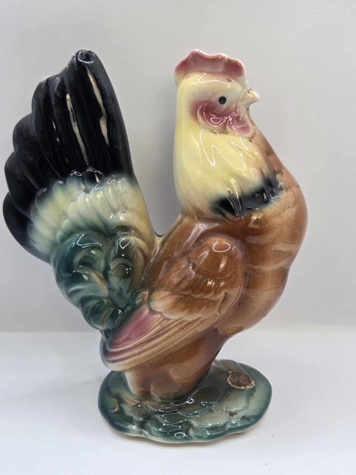 Vintage Royal Copley Hen Chicken Figurine Original Sticker 7 1/4″ Ceramic
