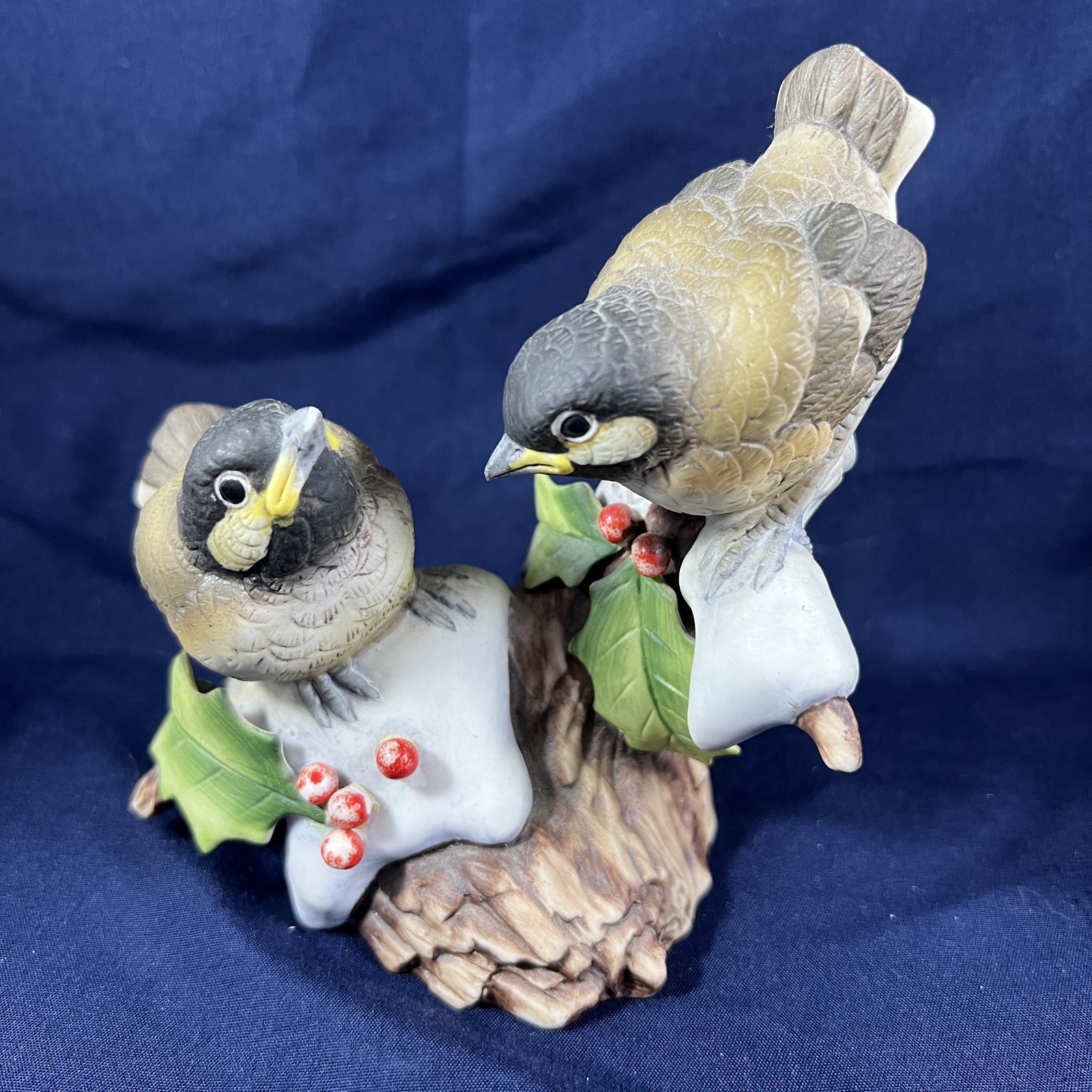 Vintage Andrea By Sadek 1983 Chickadees Figurine Hand-Painted Decor Nature
