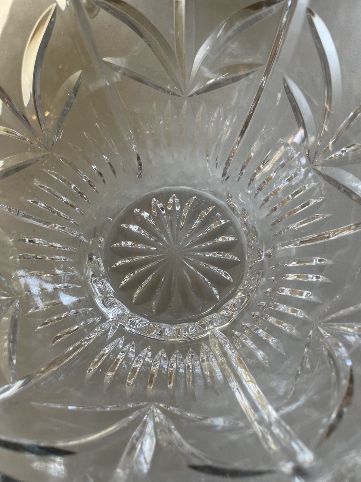 Vintage Hand Cut Lead Crystal Clear Glass Round Easter Basket Candy Dish Bowl