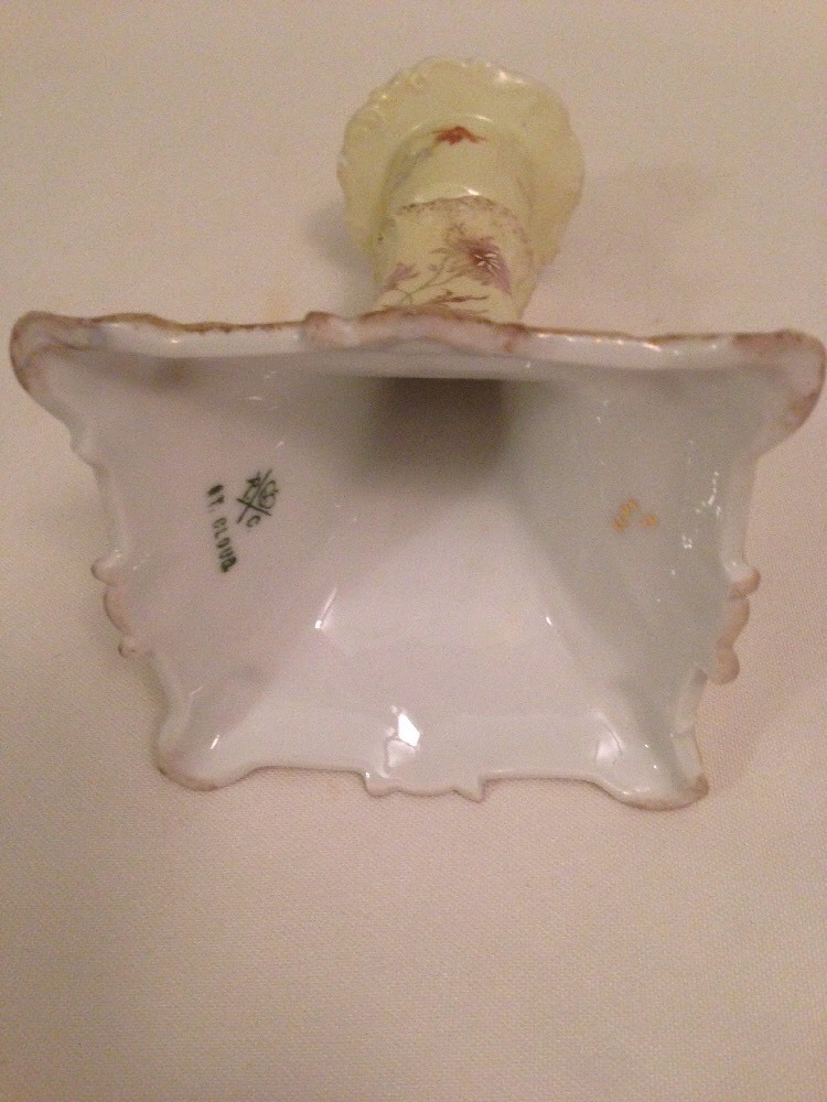 Antique Rosenthal St Cloud RC Crossed Swords Crown Porcelain Candlestick Floral