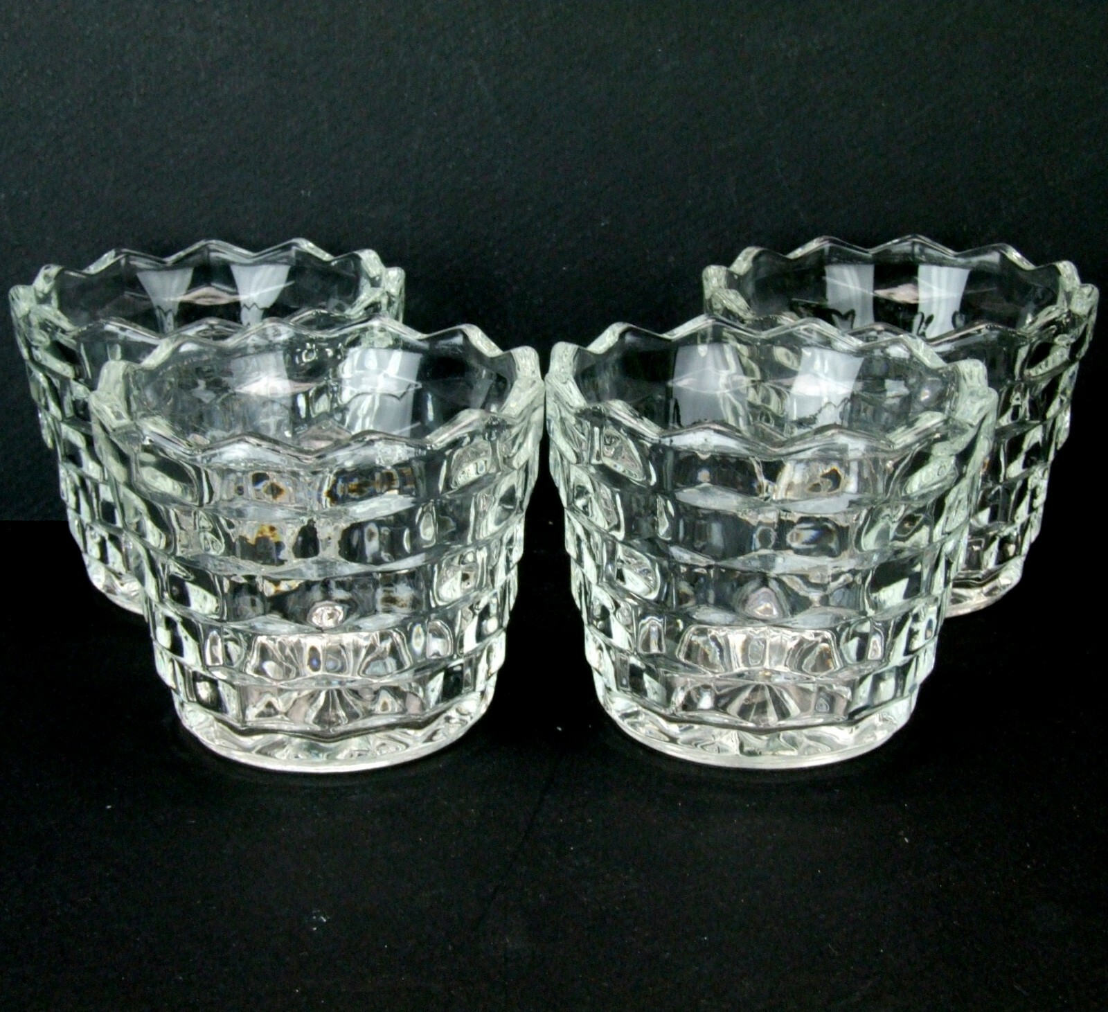 Colony Whitehall Clear Custard Cup Stacked Cube Cubist Set of 4