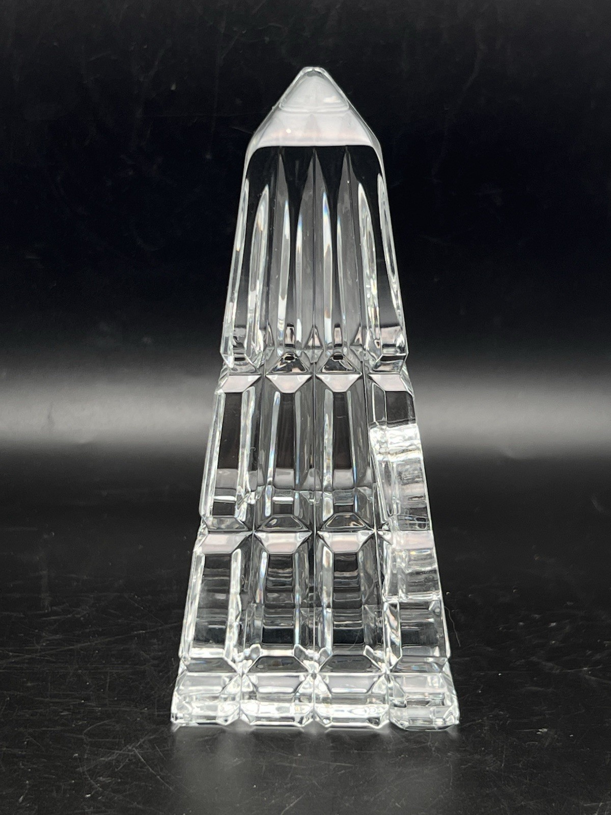 Vintage Waterford Ireland Crystal Obelisk Pyramid Paperweight 5.75” Tall 2001