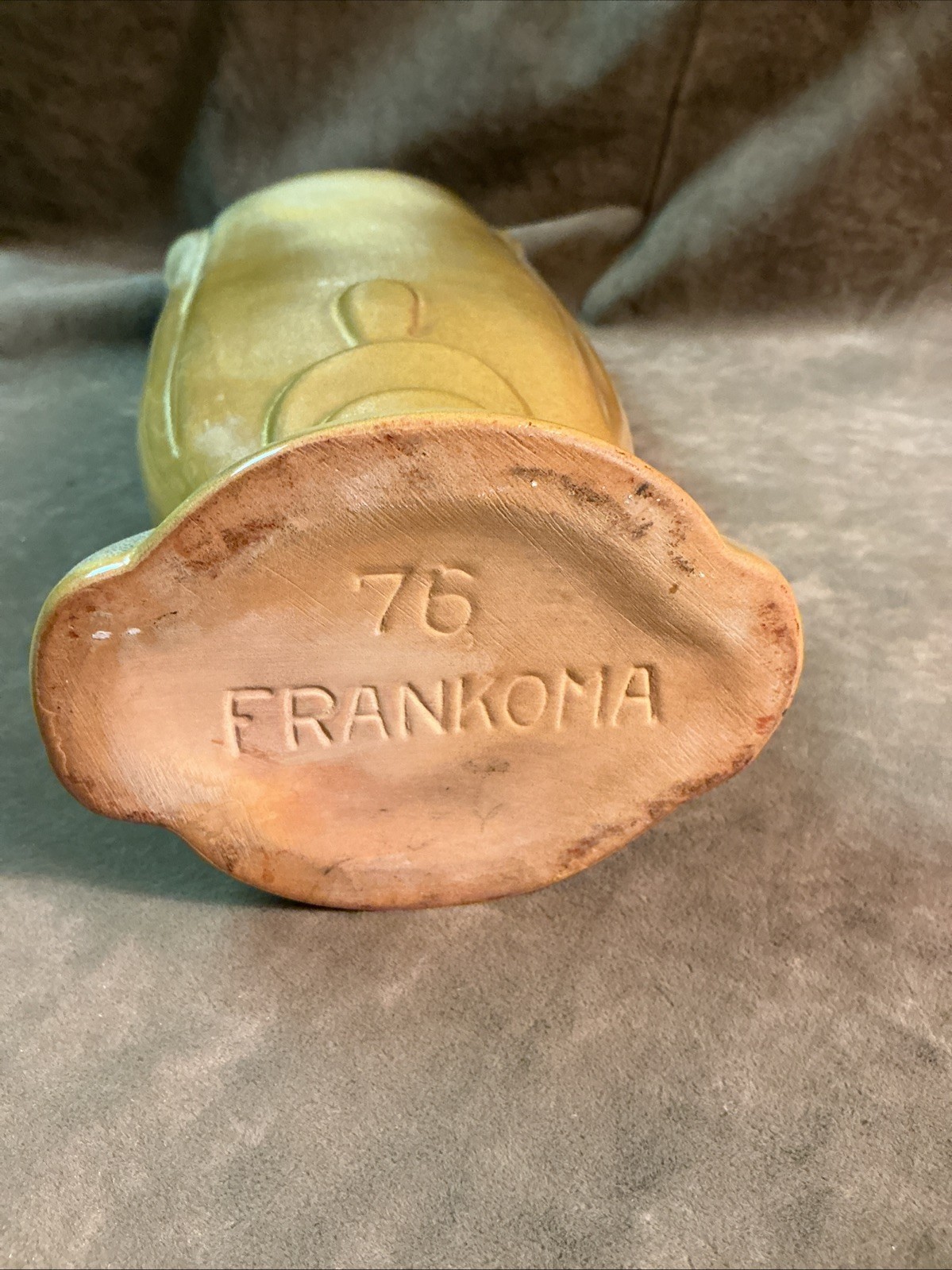 Rare Art Deco Frankoma pottery number 76 vase tall size cream/brown Glaze