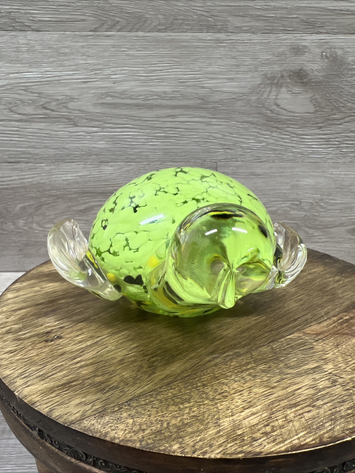 VTG Glass SEA Turtle Paperweight Clear Light Green 7” 5th Avenue Crystal