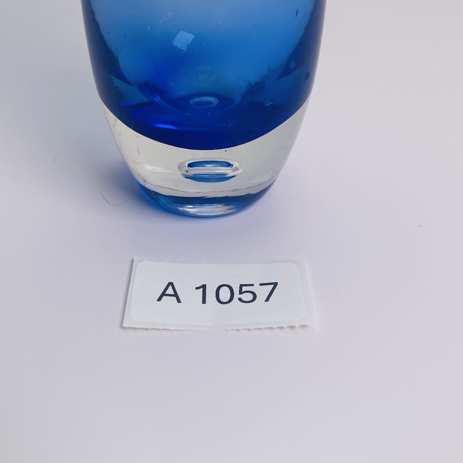 Cobalt Blue Clear Bottom Glass Vase Hand Blown Controlled Bubble VIDEO