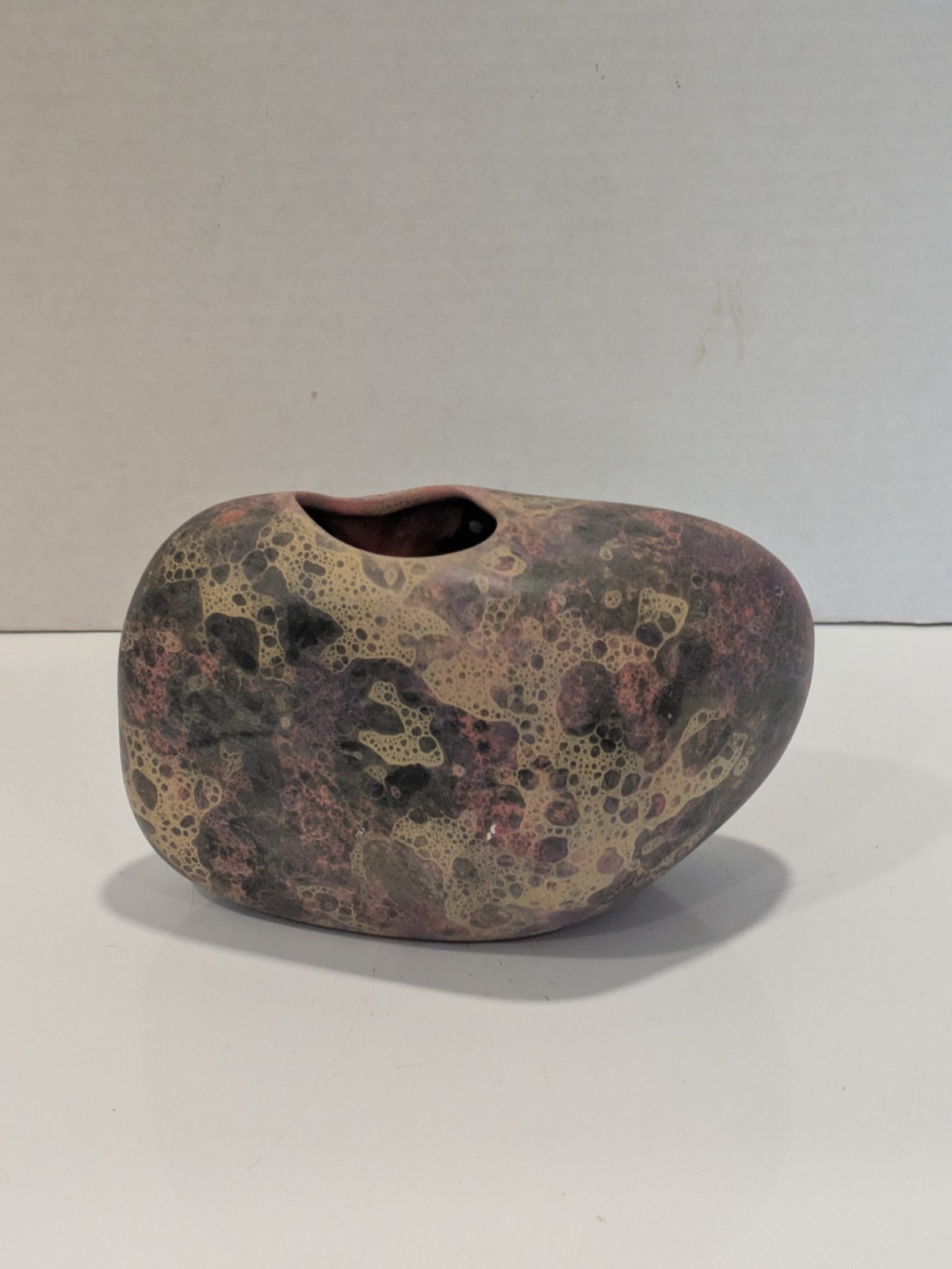 Standing Stones vase by potter Nicholas Bernard In Pink Tan Grey Design 1994