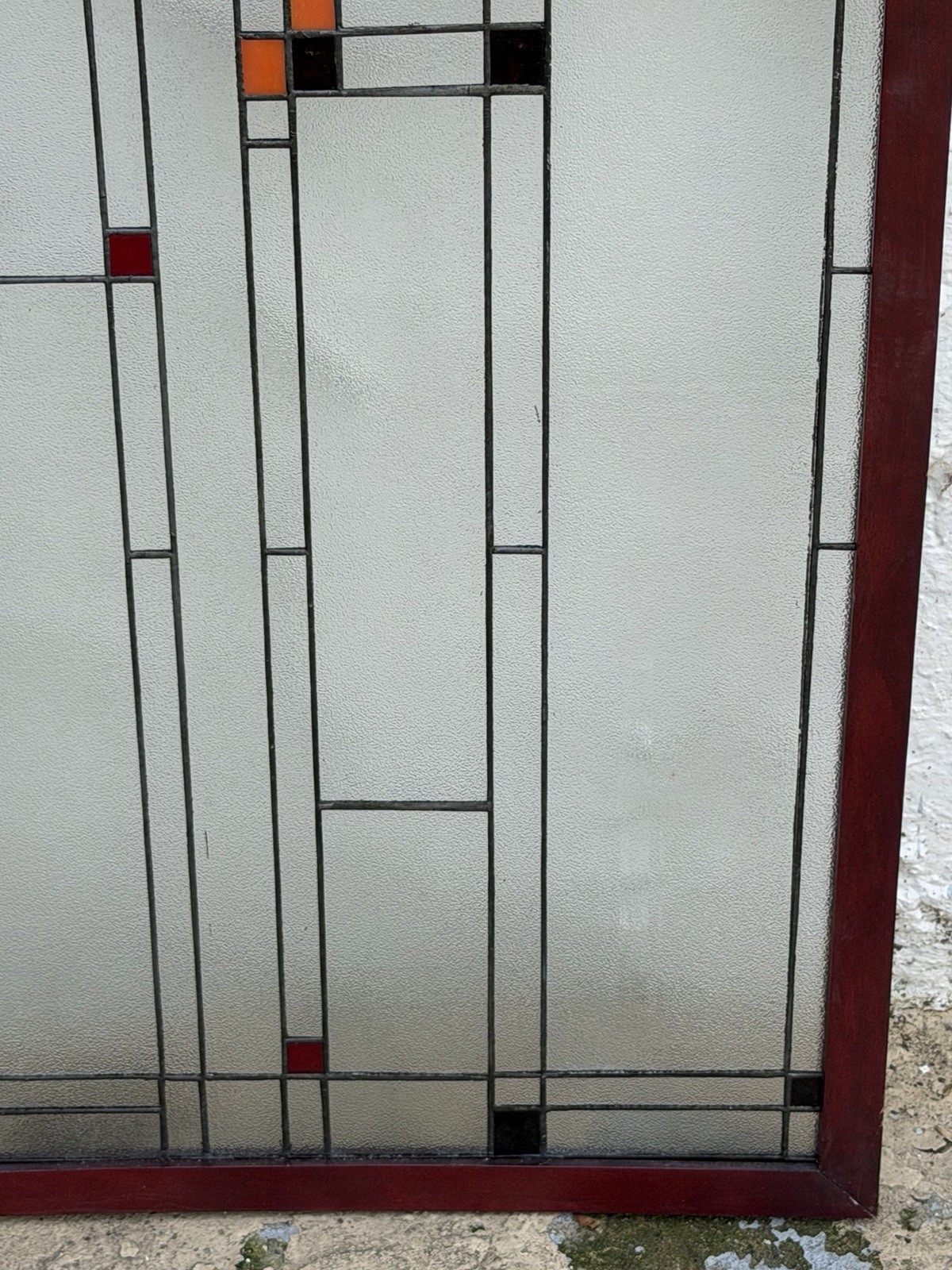 After FRANK LLOYD WRIGHT Beautiful Stained Glass Window Panel 40” Suncatcher