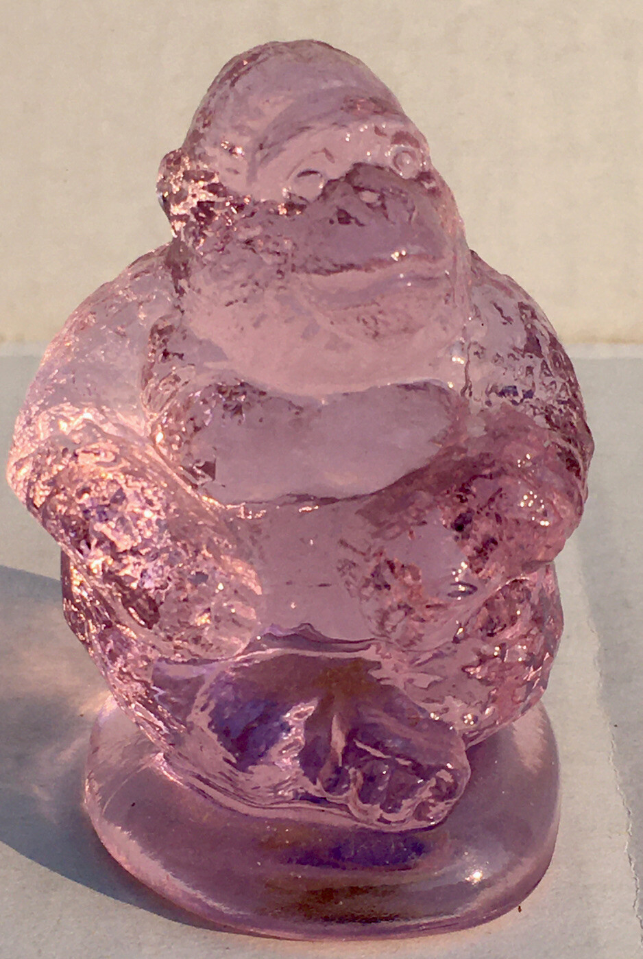 Boyd Crystal Art Glass Sonny The Gorilla Pearly Pink R (Color Retired 11-25-02)