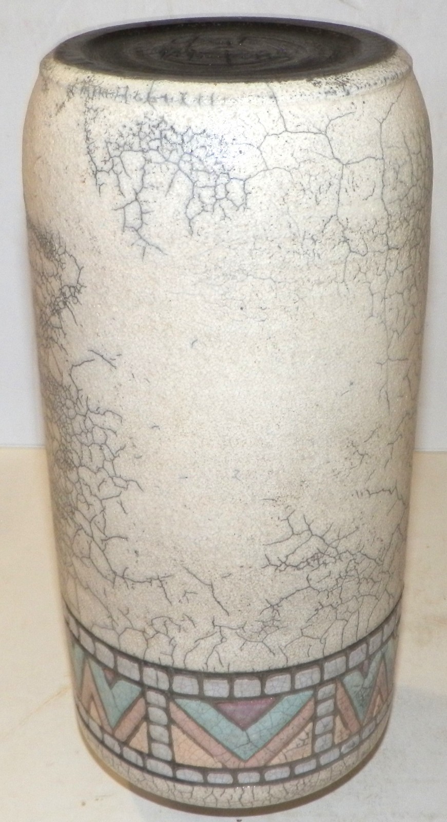 Southwest Gayle Minjarez Raku Crackle Pottery Vase Santa Barbara CA Signed 10.5″