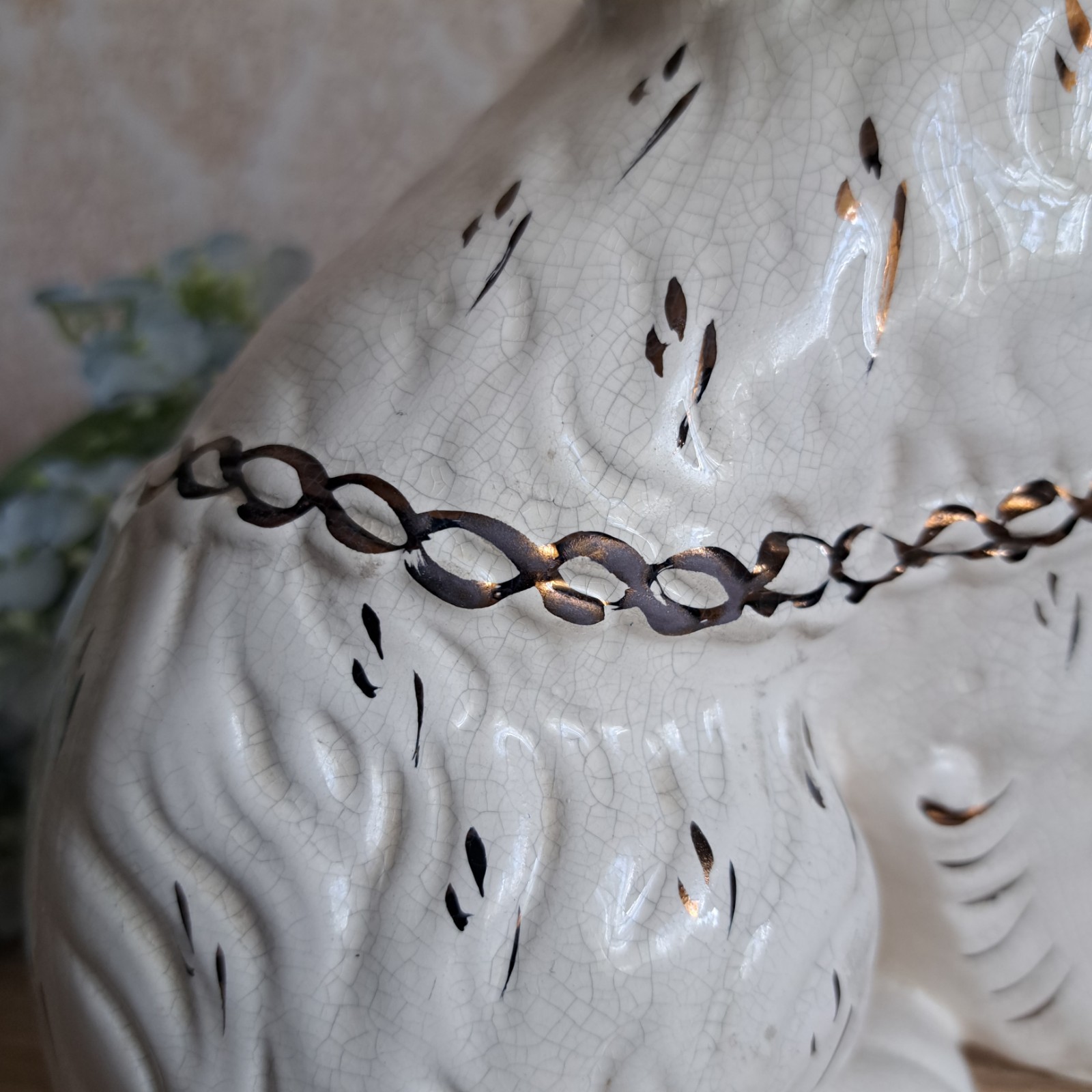 Rare very large Staffordshire Spaniels, England, decorating a fireplace