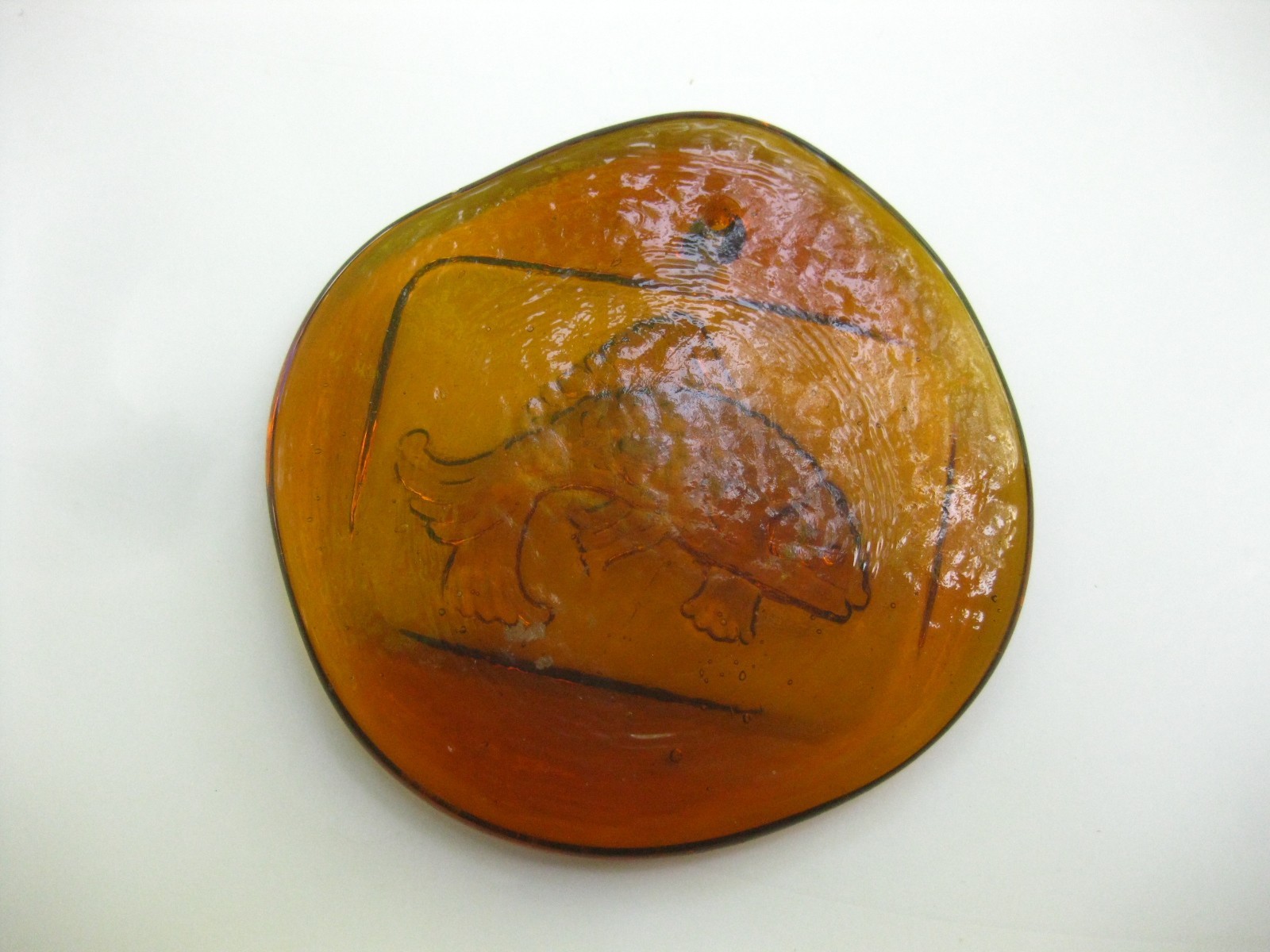Blenko Pressed Art Glass Suncatcher ~Orange Fish~STUNNING IN THE LIGHT!!