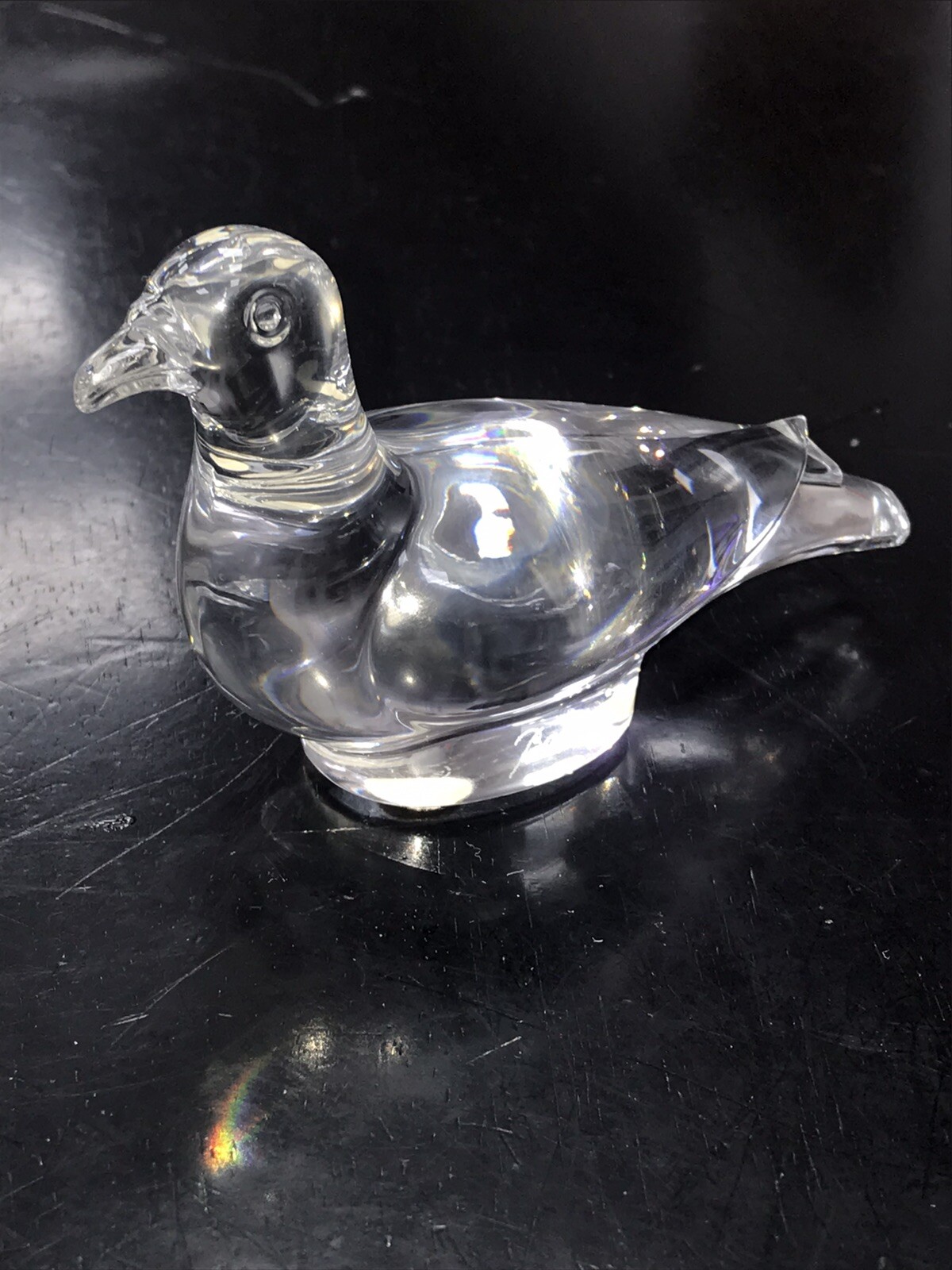 Baccarat France Crystal French Art Glass Turtle Dove Bird Paperweight Figurine