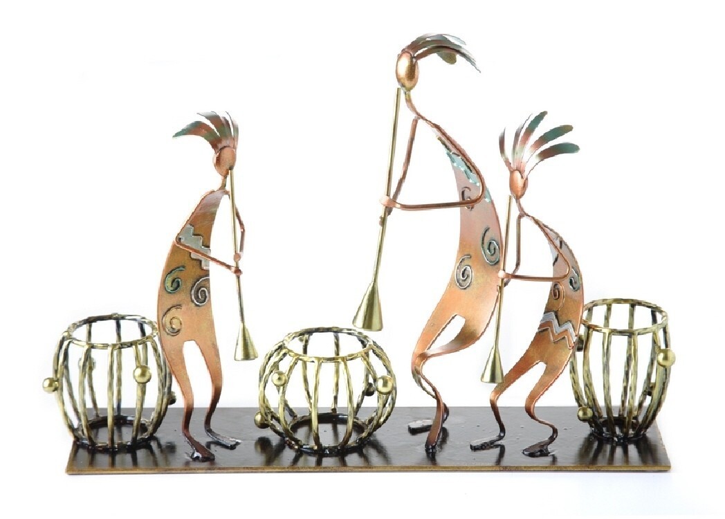 METAL KOKOPELLI VOTIVE HOLDER 16.1″L Metal Sculpture Table Top figurines
